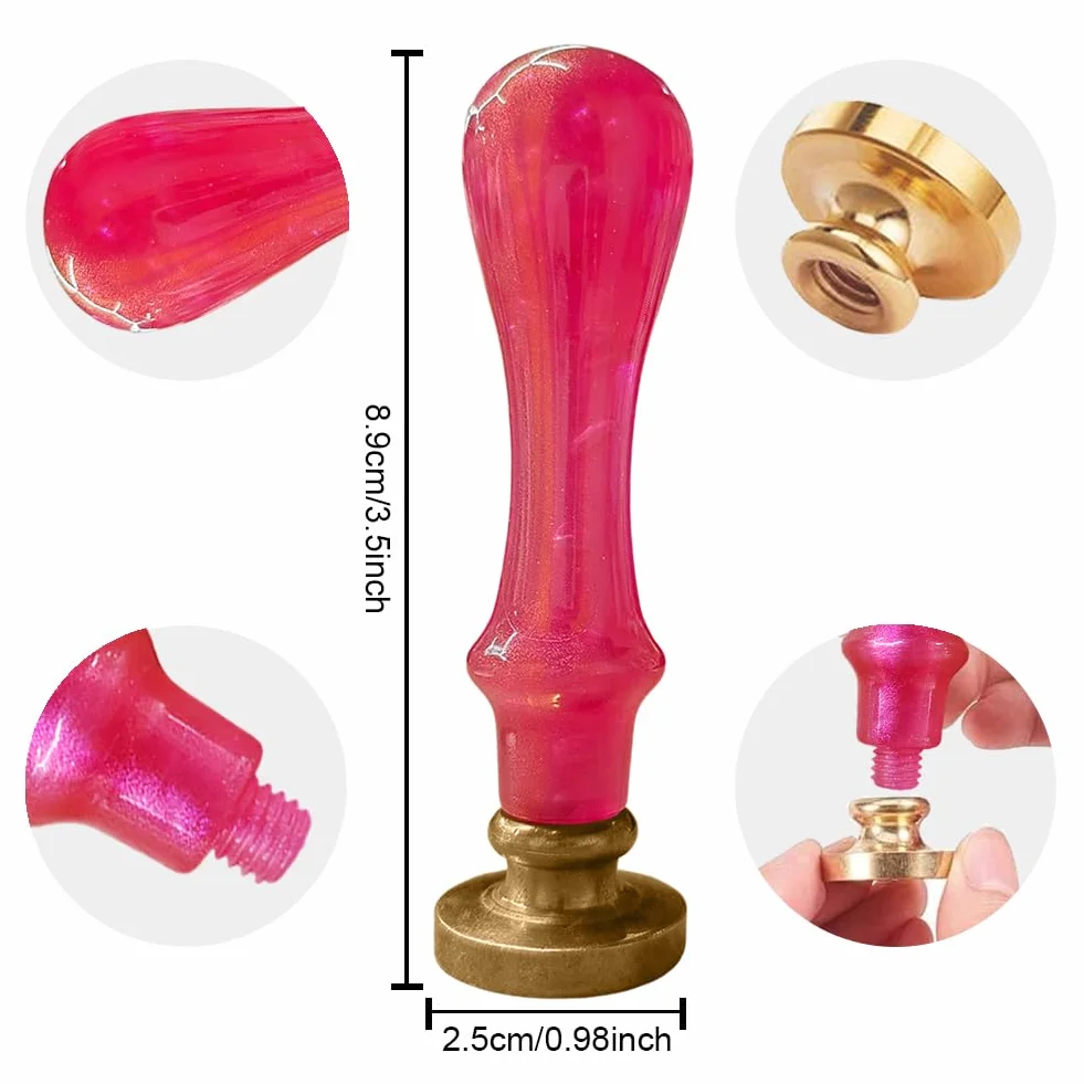 Sello de cera con anillos de boda, extraíble, 1 pulgada, cabeza de sello de cera de latón con mango de plástico ABS para invitaciones de boda, tarjetas de felicitación y sobres