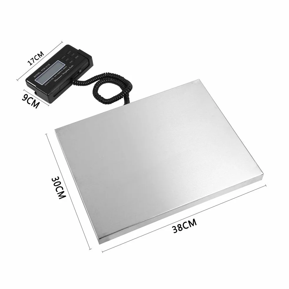 Báscula digital de plataforma acero inoxidable 300 kg LCD 30x38x4 cm pilas y red Cocoarm