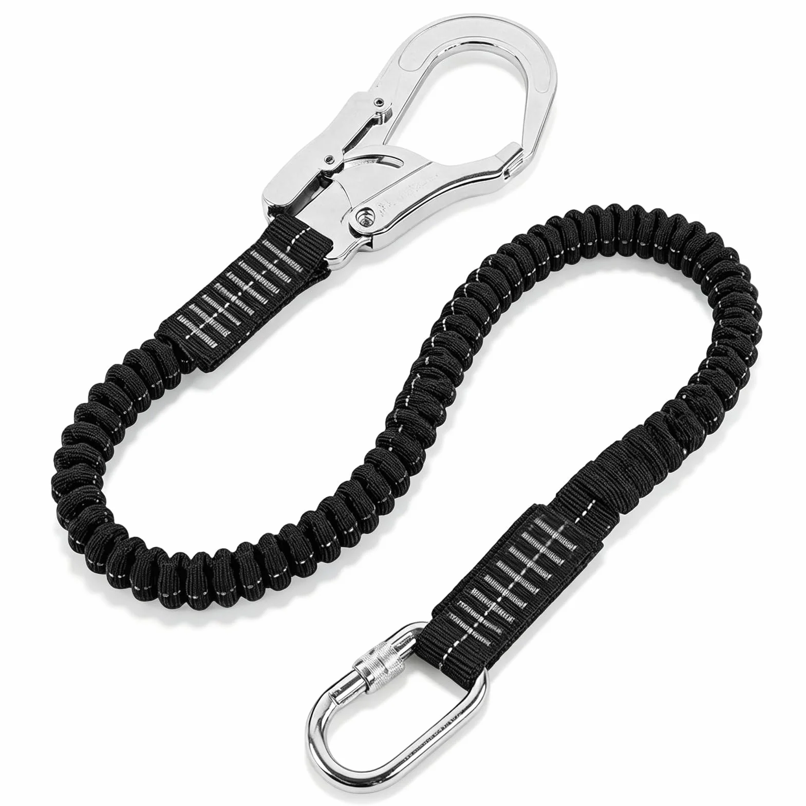 Cordón de seguridad con gancho a presión de 25 KN, correa de seguridad resistente, protección contra caídas, absorción de golpes, elástica, retráctil, arnés de correa de árbol de escalada