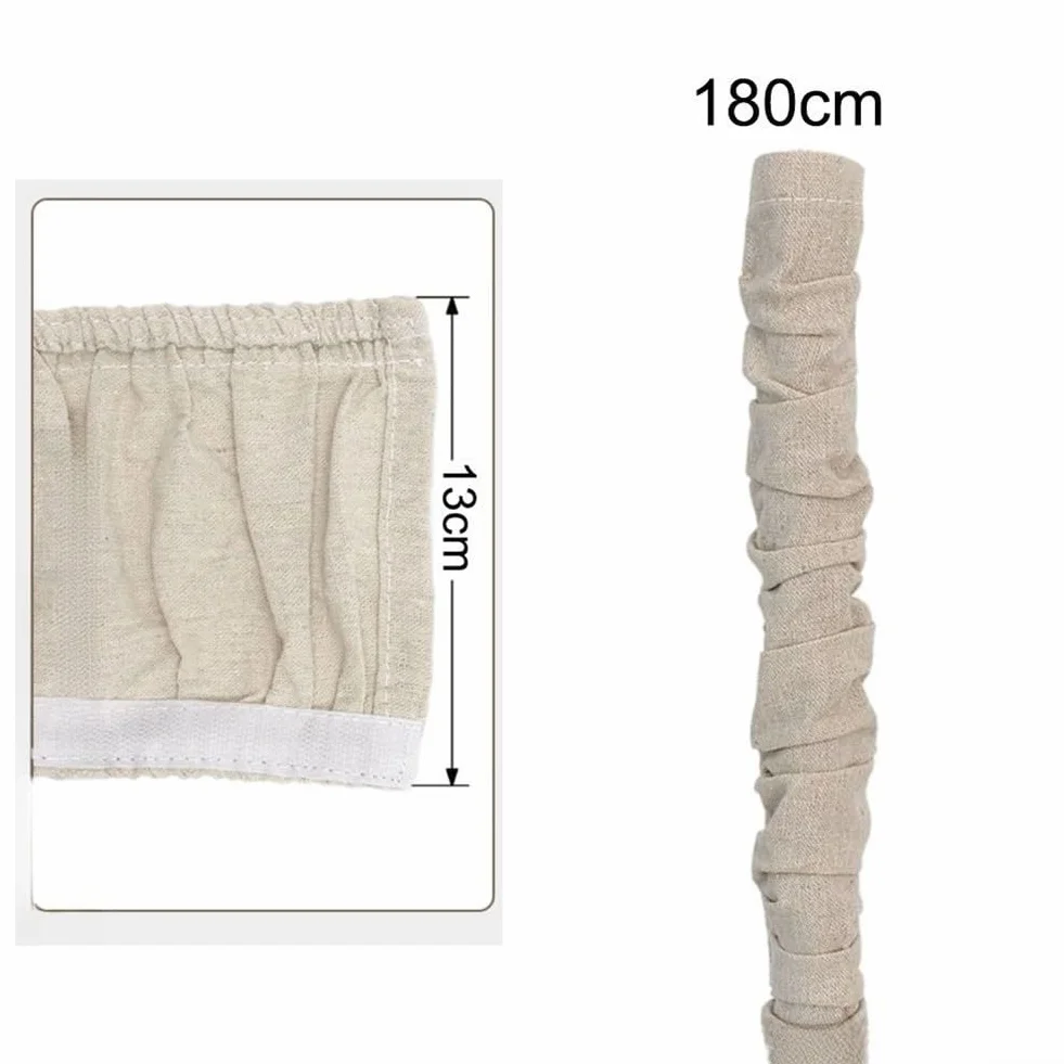 Paquete de 2 cubiertas de cadena de araña de tela de 6 pies, protector de cable eléctrico para colgar luces, cables de TV y barras de cortina, material de lino de algodón beige, decoración