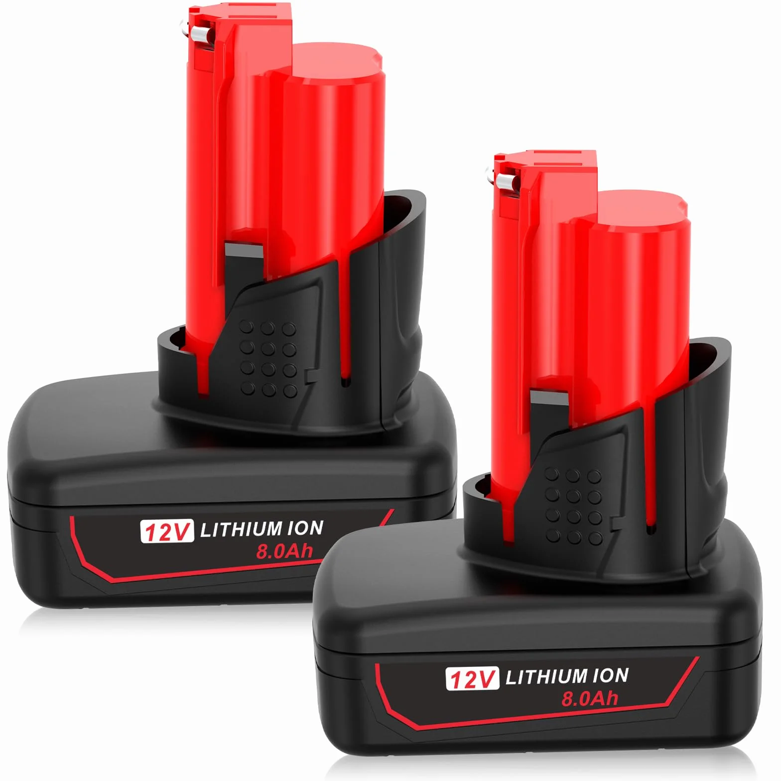 ASUNCELL 2 baterías de iones de litio de 12 V 8 Ah compatibles con Milwaukee M12B 48-11-2411 48-11-2420 48-11-2401 48-11-2402 48-11-2401 batería de repuesto para Milwaukee 12 V M12