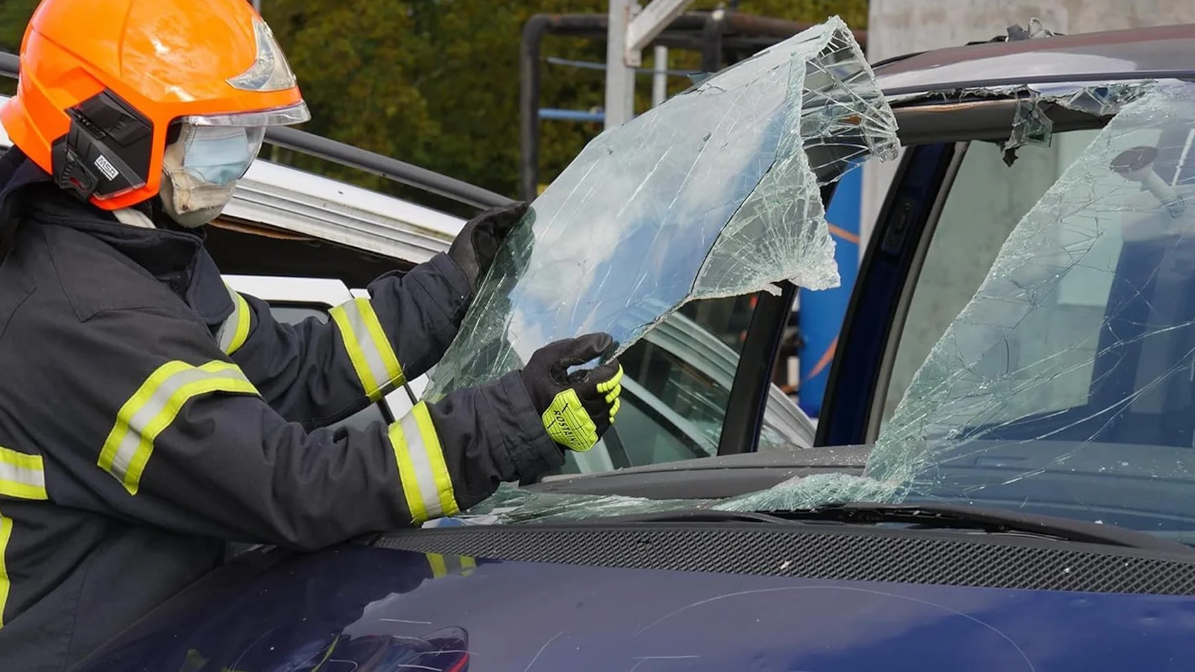 ROSTAING Par de guantes de bombero pro RESCUEFLUOBCSC - Para Rescates en Carretera - Guantes de Desincarceración y Despeje - Guantes Anticorte - Guantes de Protección contra Impactos