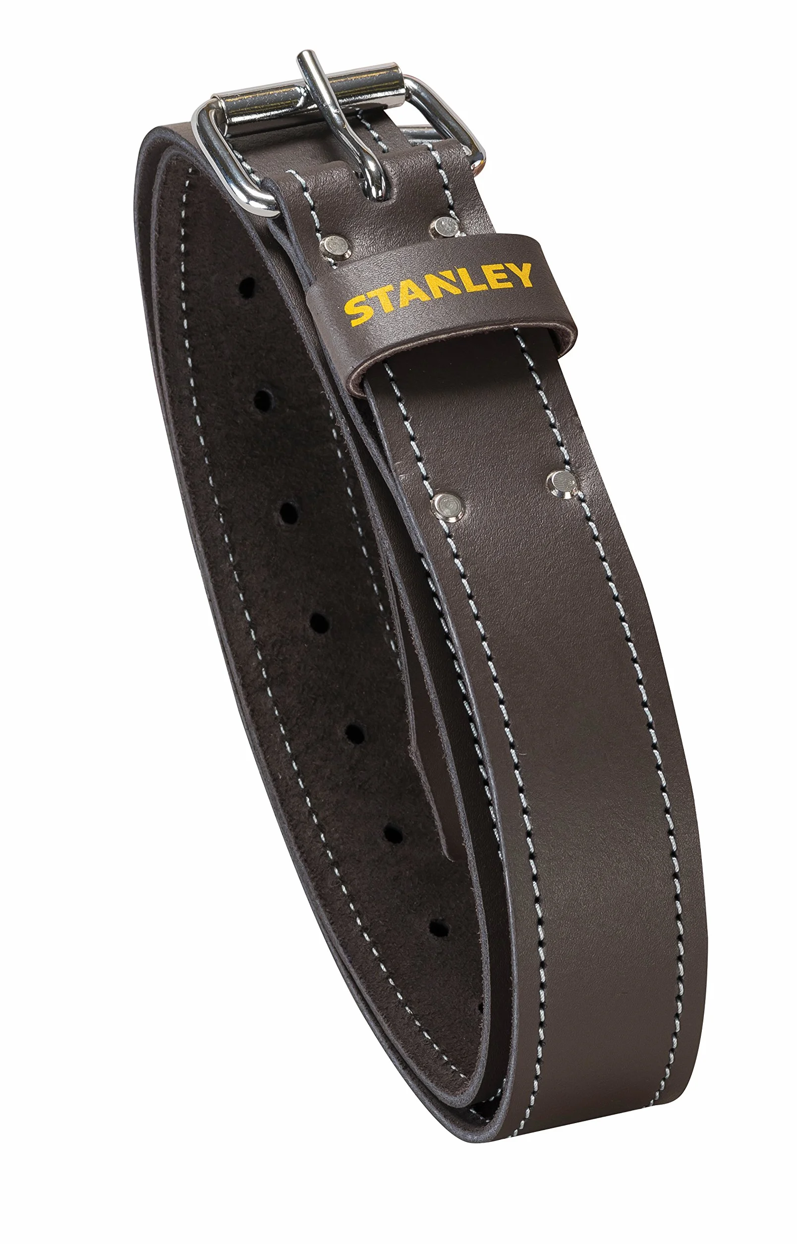 STANLEY Cinturón de piel de primera calidad, Hebilla duradera, Reforzado con remaches, Perforado para adaptarse a diferentes tamaños de cintura, STST1-80119