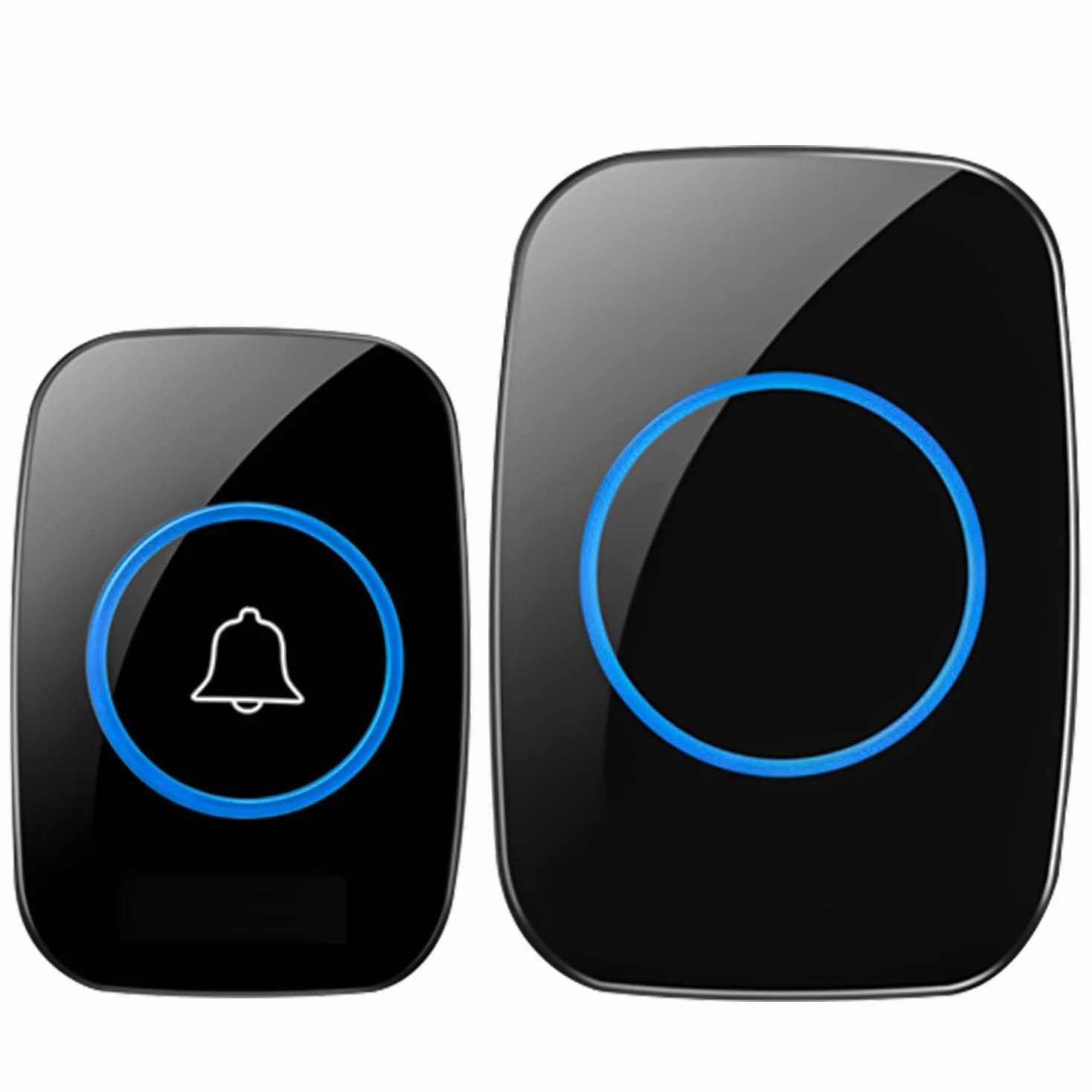 Timbre Inalámbrico Exterior Impermeable,Ip55 Kit De Timbre Inalambrico Doorbell Con 60 Melodías, Led Azul Para El Emergencias Hogar Oficina Hotel,300 metros Timbre Negro Timbre Casa Interior