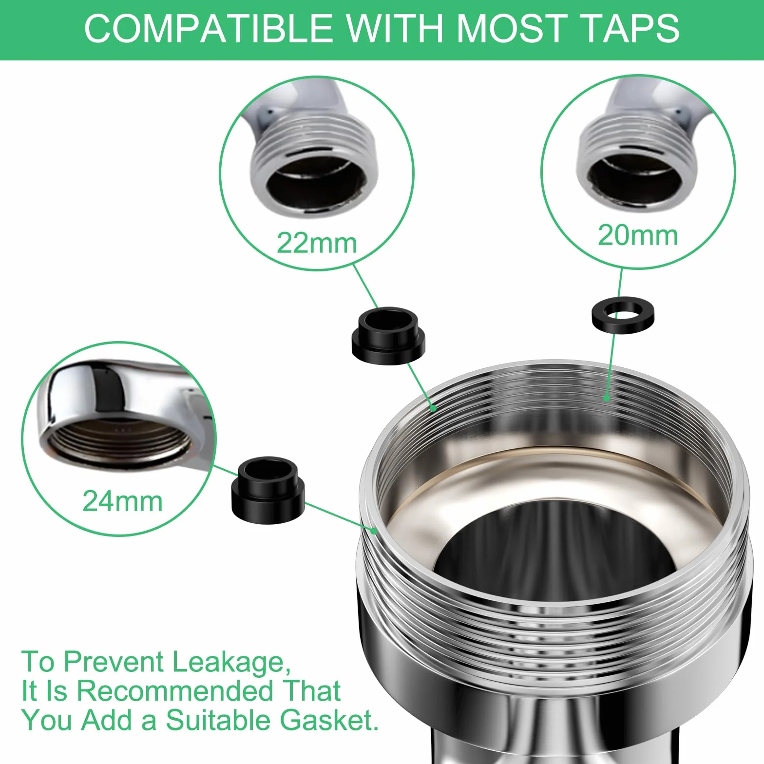 Aireador de Grifo Extensor Giratorio 1080°, Universal Extension Difusor Con 2 Modos de Chorro para Baños y Cocinas