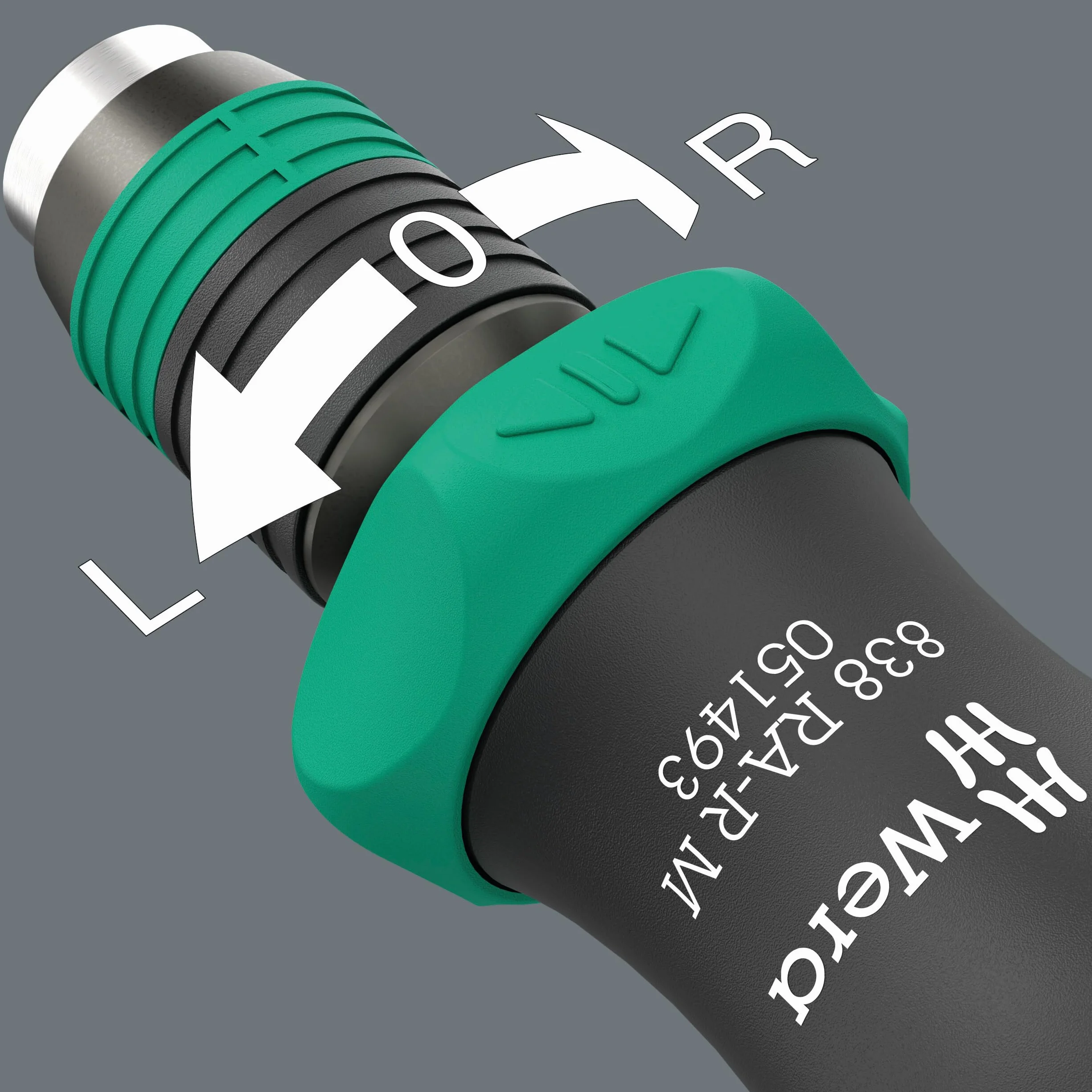 Wera 05051493001 838 RA-R M Porta-puntas manual con función de carraca, de 1/4", 1/4" x 123.5 mm