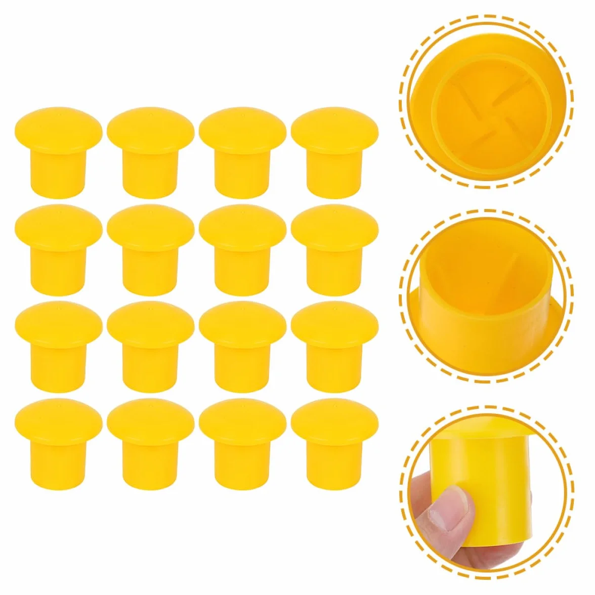 Tapas de Seguridad Protector de Extremo Resistente 60 Alta Visibilidad para Varillas de Refuerzo de Plástico Amarillo para Obra y Construcción