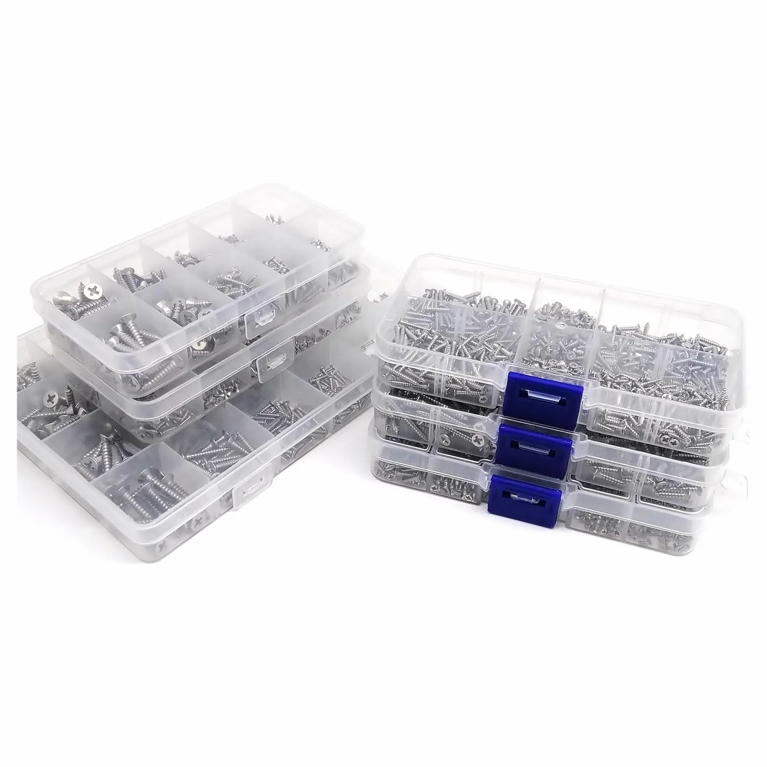 1 caja Mini juego de mezcla de tornillos autorroscantes de cabeza avellanada plana de acero inoxidable 304(M3)