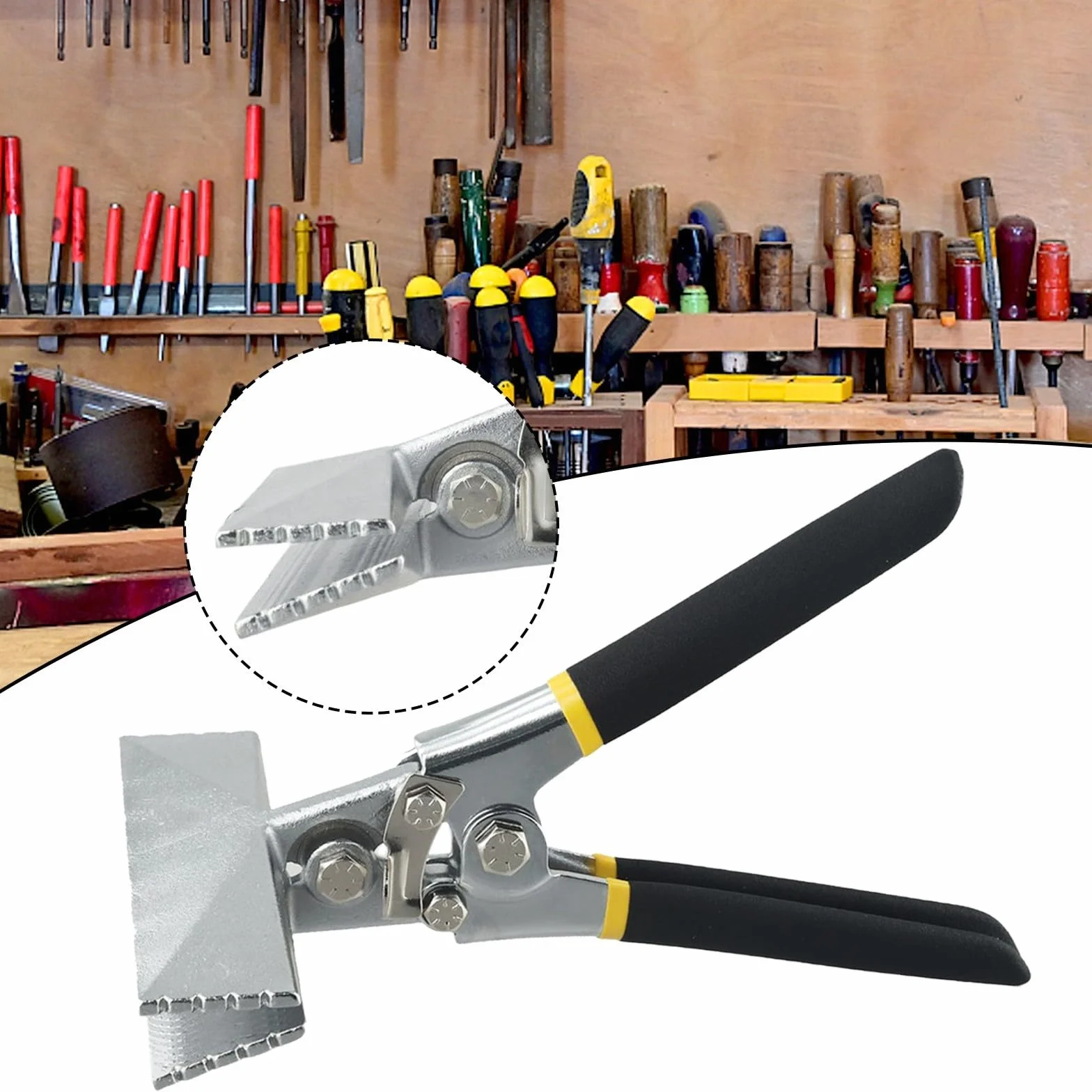 Alicates de costura manual para doblar chapa resistente, acero de aleación de cromo vanadio, cómodo agarre antideslizante (A)
