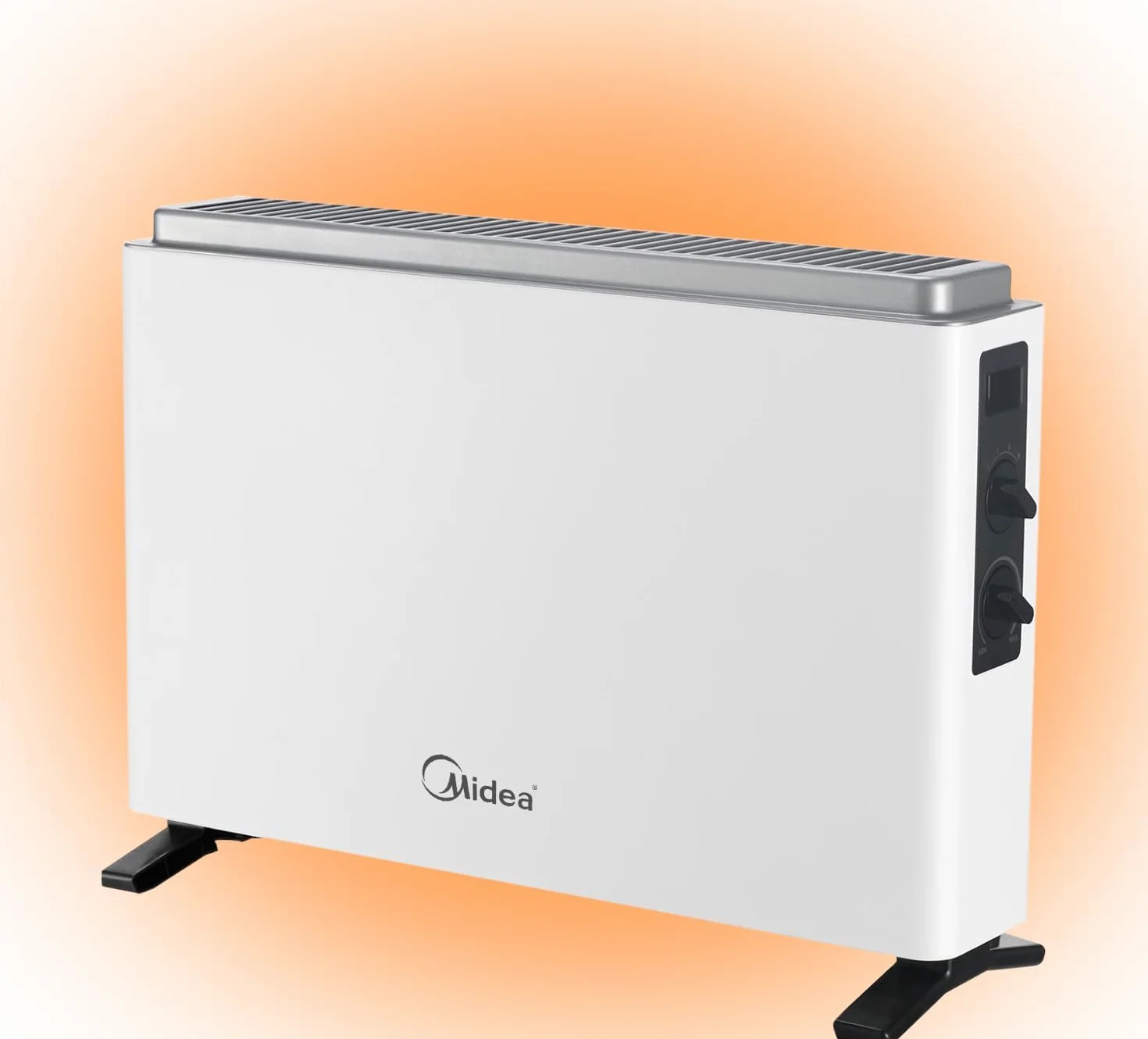 MIDEA Convector Radiador Electrico Bajo Consumo | 2000W | Calefactor Electrico con Termostato Regulable, Estufa eléctrica con 3 Niveles de Potencia, Emisor Térmico con Protección de Sobrecalentamiento