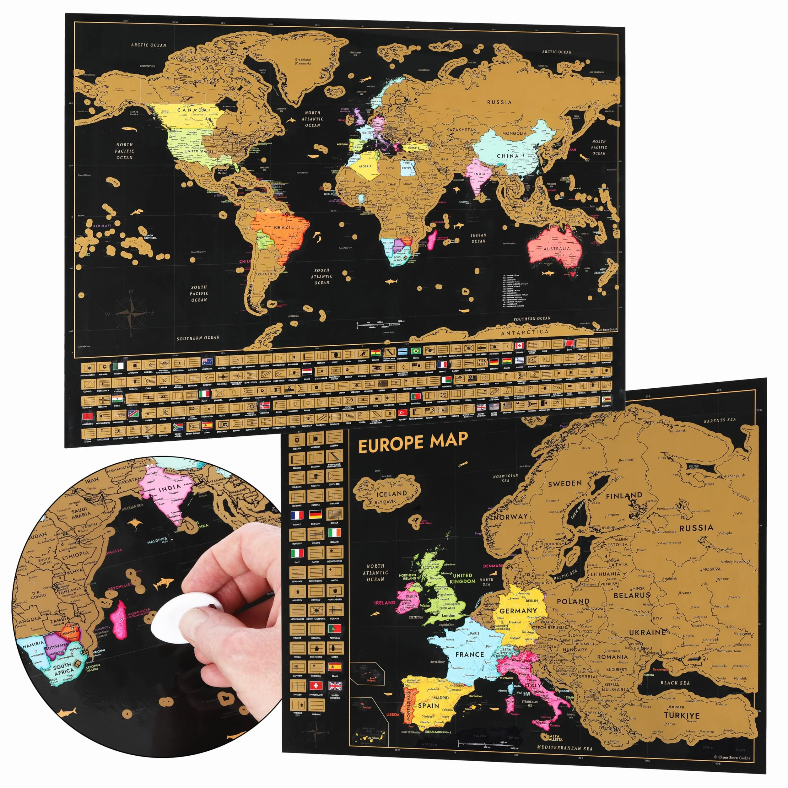 CraftWerk Mapa del mundo para rascar 61 x 43 cm incl. mapa de Europa
