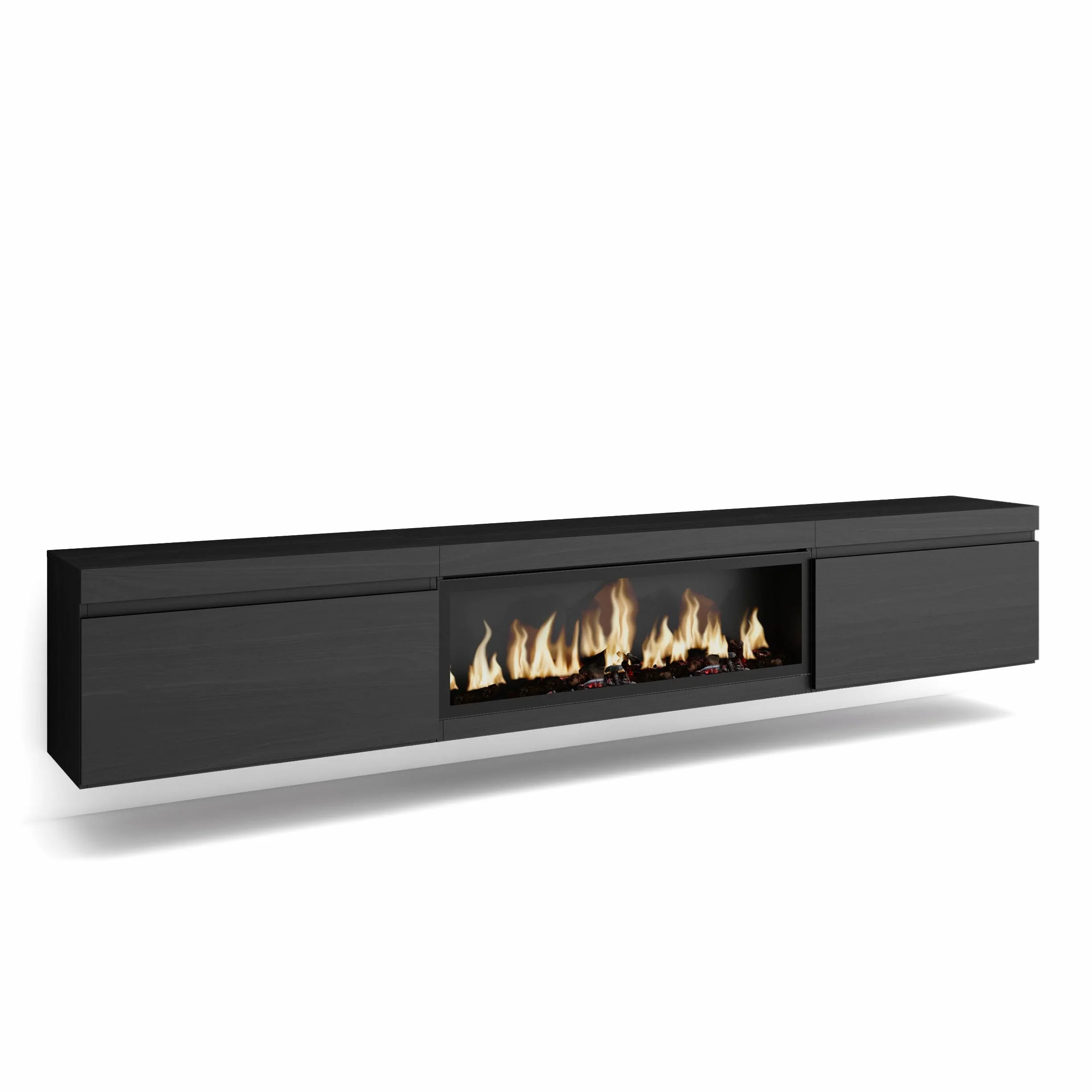 Mueble TV 267x45x35 cm Negro Estilo Moderno para TV Gran Formato