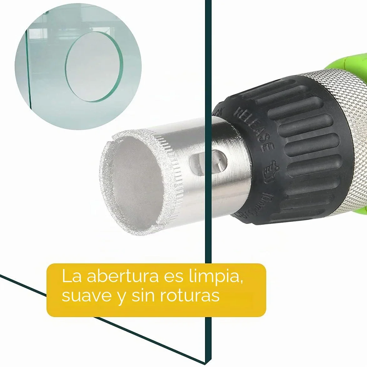 Flintronic - Broca de diamante, 15 piezas, sierra de campana, juego de herramientas, sierra de diamante para vidrio/azulejos, cerámica, mármol/porcelana de acero al carbono 8 mm-50 mm