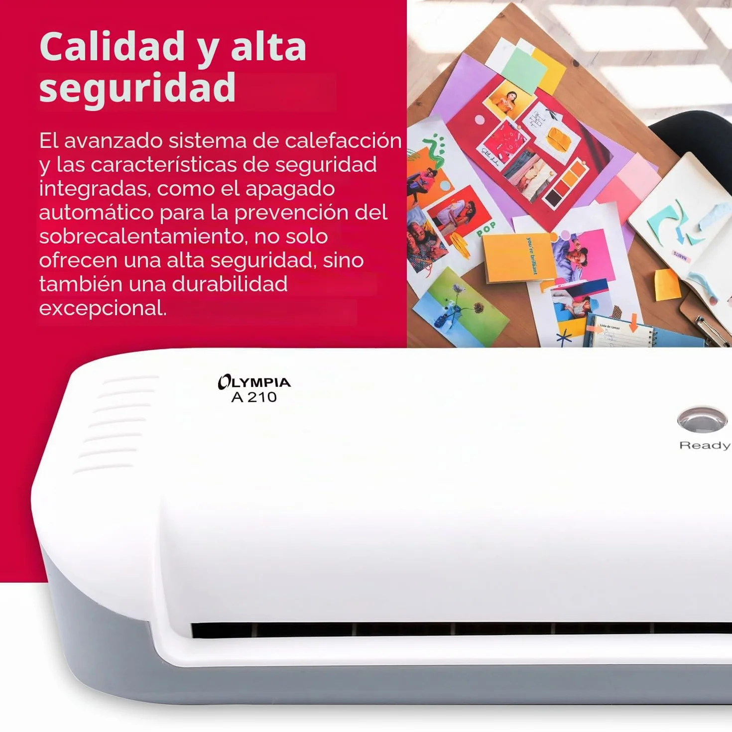 Olympia A210 Plastificadora 4 en 1 A4 | Juego de Laminación A4 | Laminadora | Calefacción Rápida | Laminadora, Cortadora de Papel y Redondeadora de Esquinas | Ideal para Oficina, Escuela y Hogar |