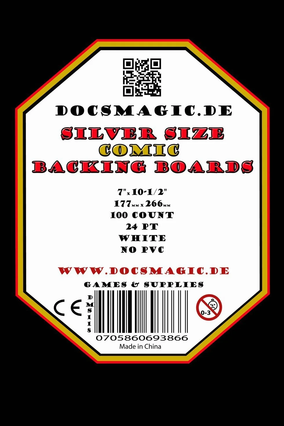 docsmagic.de 100 Sliver Size Comic Book Backing Boards 7" x10-1/2-24pt White - Tapas Traseras - Blanco