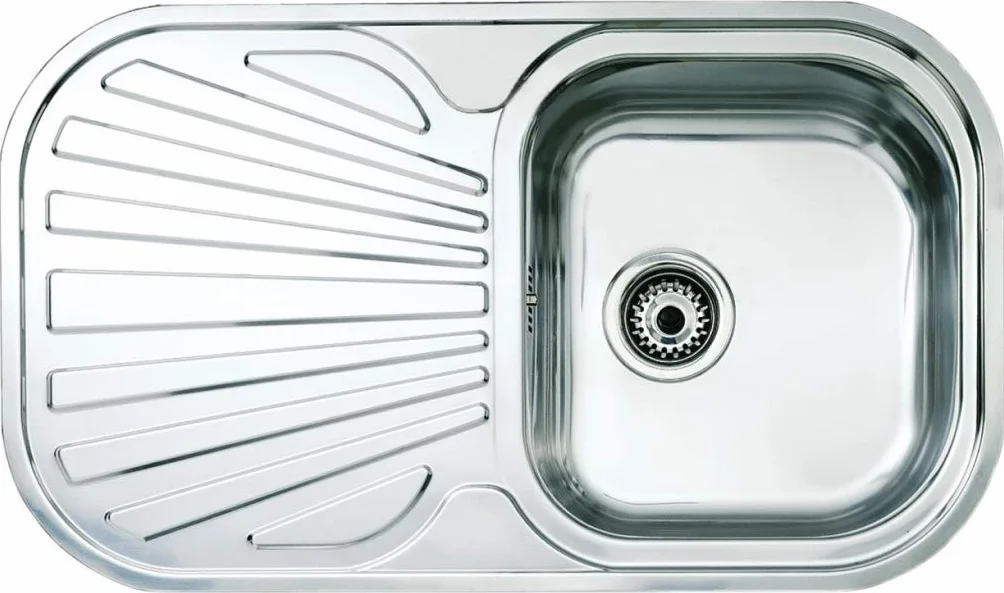 TEKA Fregadero Encastrado 1 Cubeta con Escurridor, Acero Inoxidable 18/10, Reversible, Profundidad 17 cm, Mueble 45 cm, Stylo 1C 1E