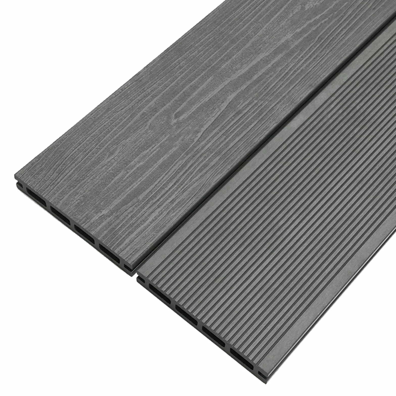 YOEVU | Lama de composite WPC | 2,2m x 14,5cm x 2,2cm, Gris | Resistente a la intemperie, antideslizante, fácil de instalar | Para terrazas y exteriores