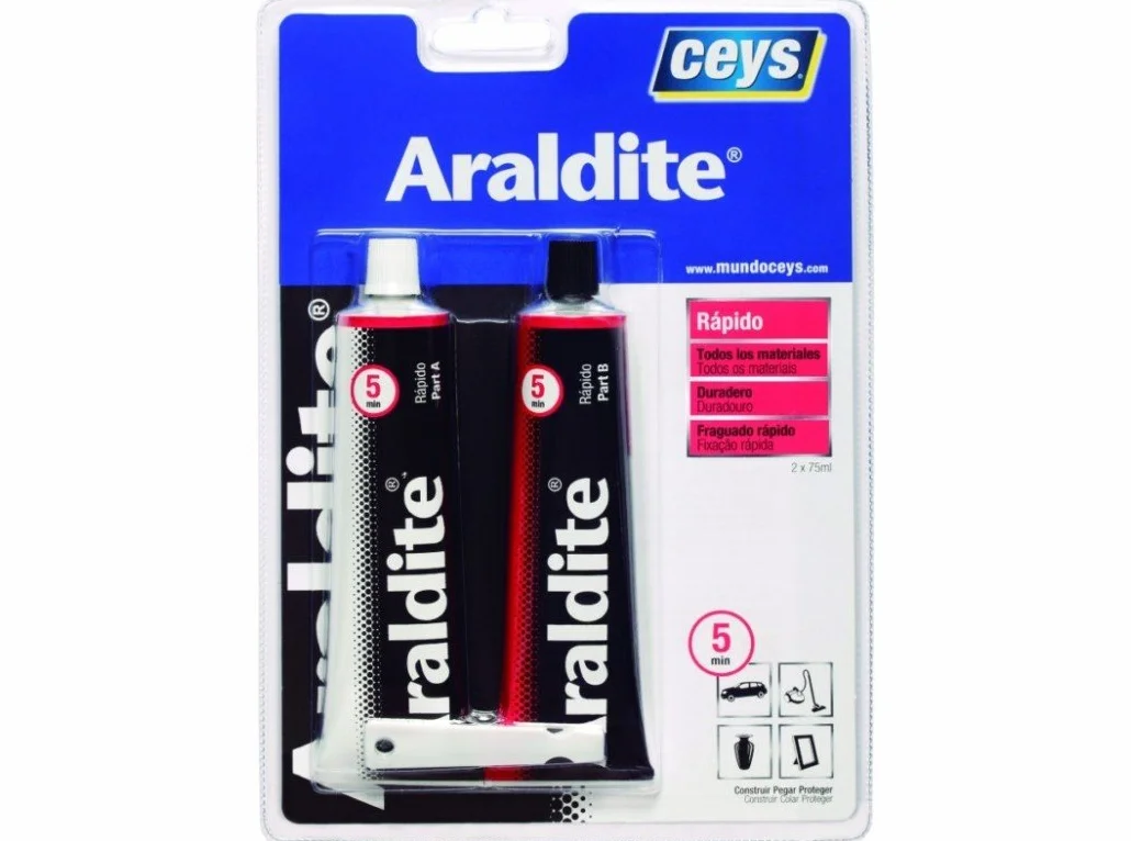 Ceys - Araldite pegament profesional de pegado rápido y duradero - Para todo tipo de materiales - Blister 75+75ML