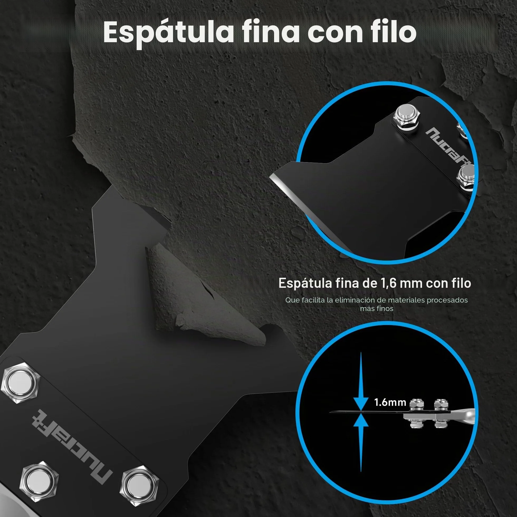 Nucraft SDS-Plus - Cincel para espátula (250 x 100 mm, para quitar el pegamento del suelo, alfombras, linóleo, adhesivo para baldosas, baldosas de PVC, color