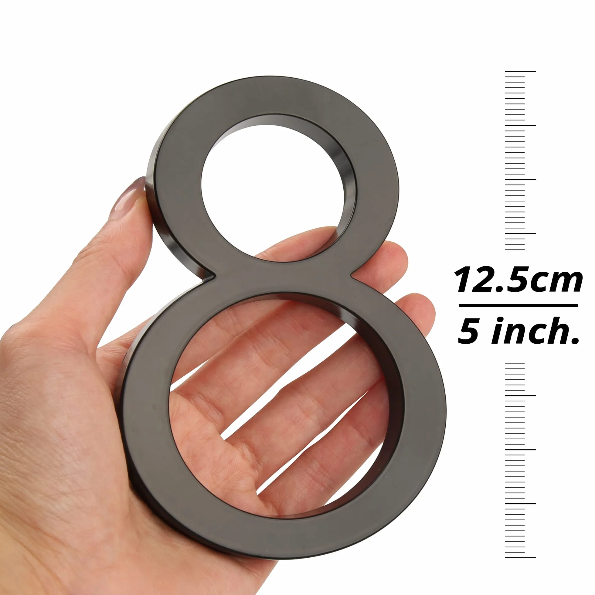 HASWARE Número de casa flotante 5" (12 cm) para exterior – Letrero de dirección moderno en aleación de zinc para jardín, calle y buzón (2, Negro)