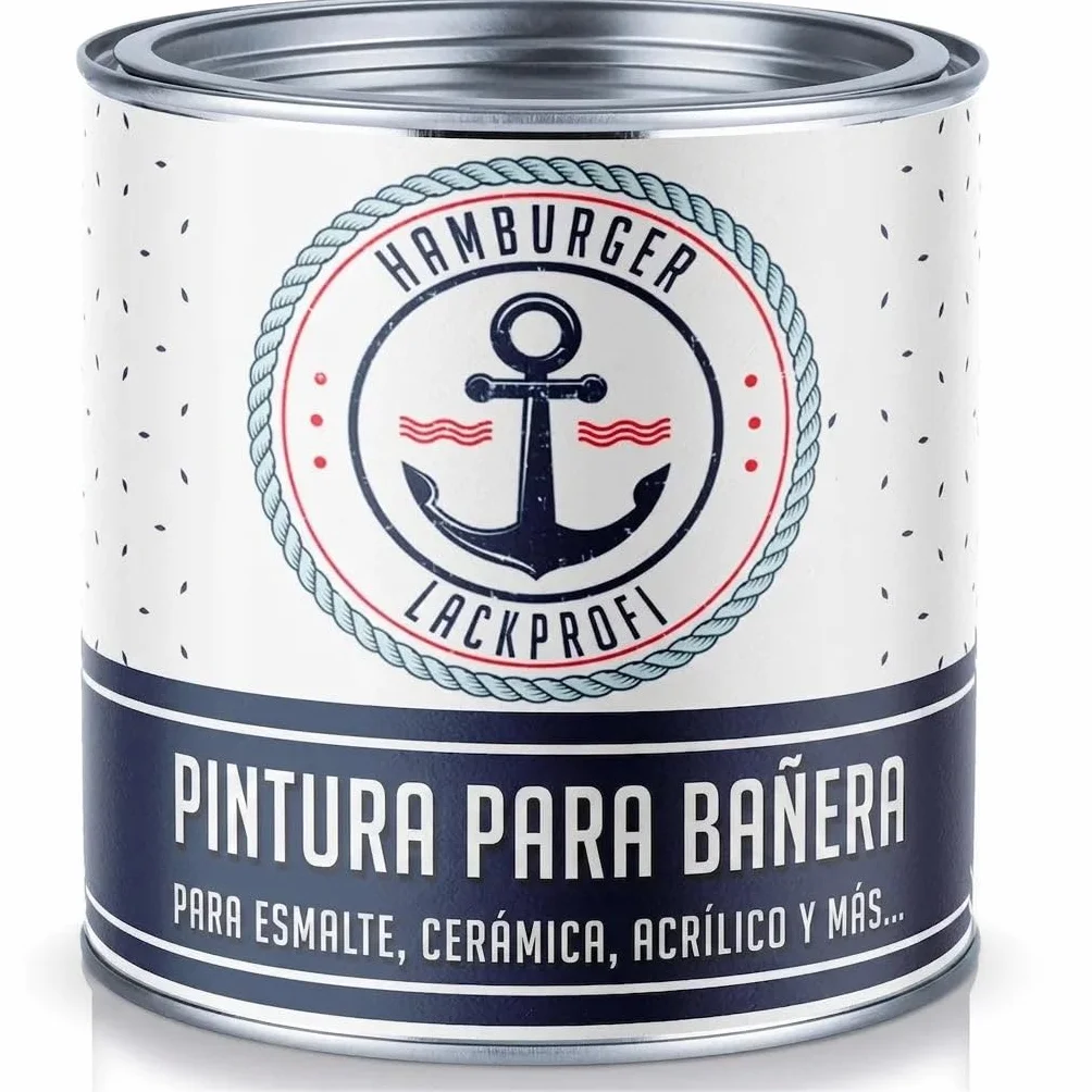pintura para bañera brillante blanco RAL 9010, revestimiento para bañera, pintura esmalte (1 L) Hamburger Lack-Profi