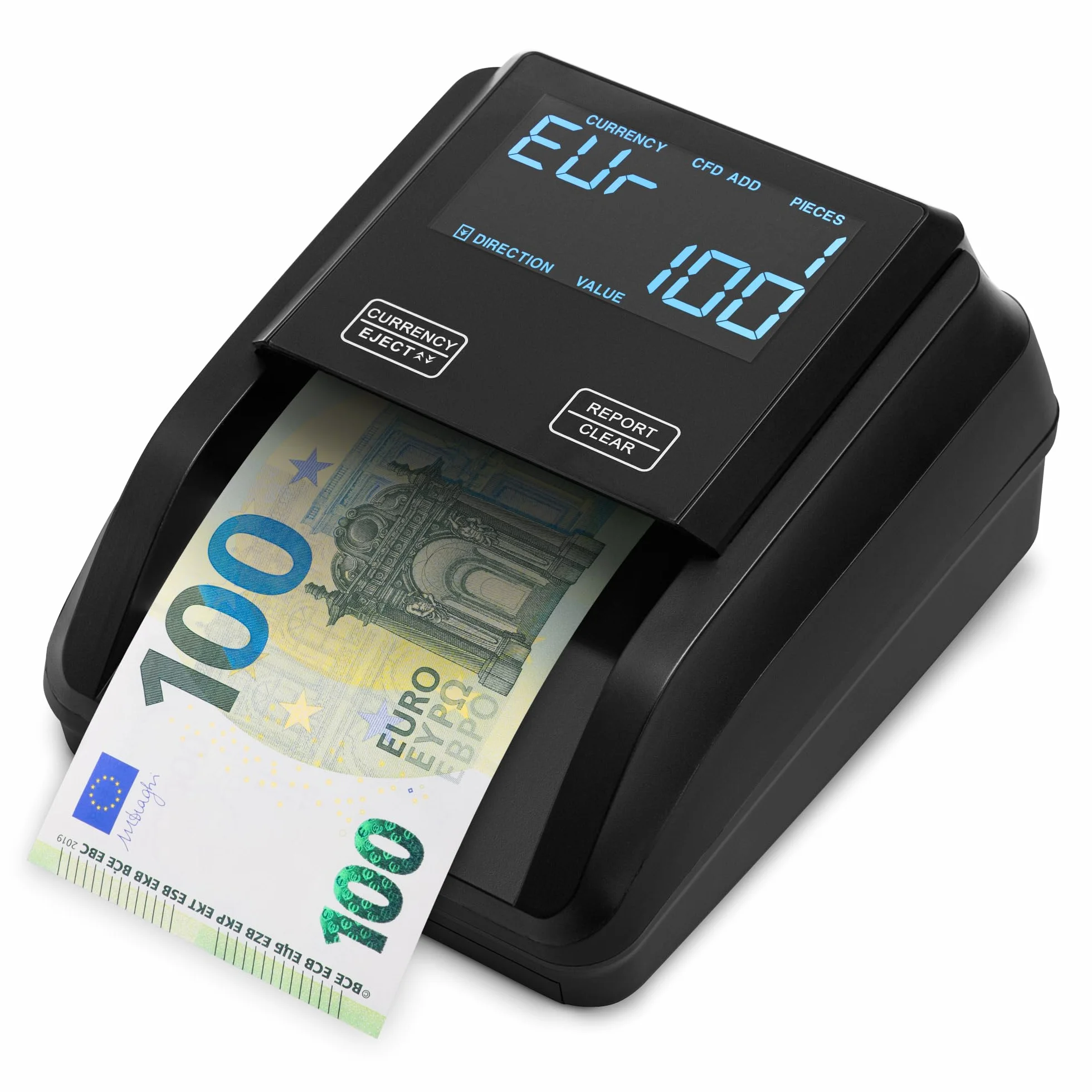Detector de billetes falsos y contador de billetes 2 en 1 con pantalla táctil - Inserción uno a uno - Detector Billetes Falsos Euros, USD, GBP - Lector de mano compacto y liviano