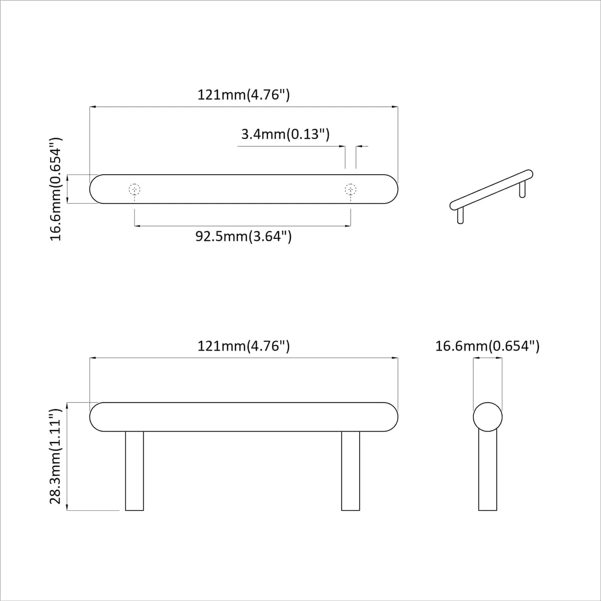 Tirador de armario de hierro negro mate, 121 x 16,6 x 28,3 mm, 474 unidades, tiradores de muebles, tiradores de armario, tiradores de cajones para cocina, cómodas, manualidades, estilo