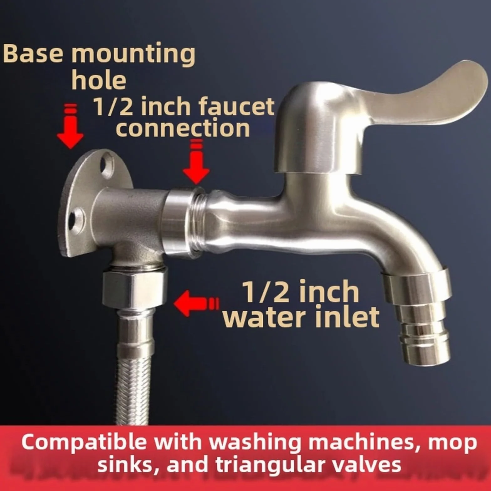Soporte de grifo de montaje en pared de acero inoxidable 304, 4 pulgadas, para lavabo de baño, plateado