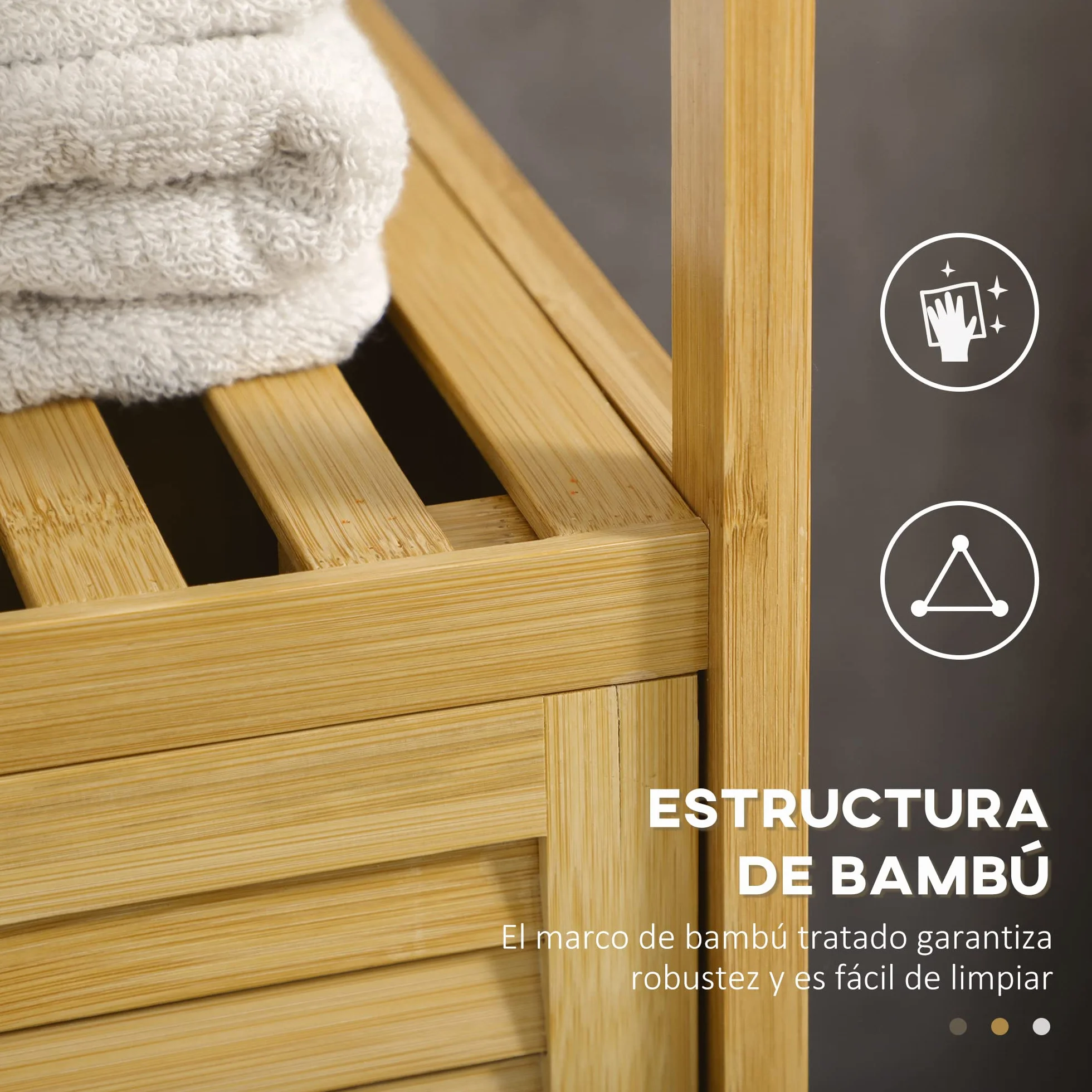 Kleankin Estantería de Baño Bambú 33x36,5x67 cm Natural