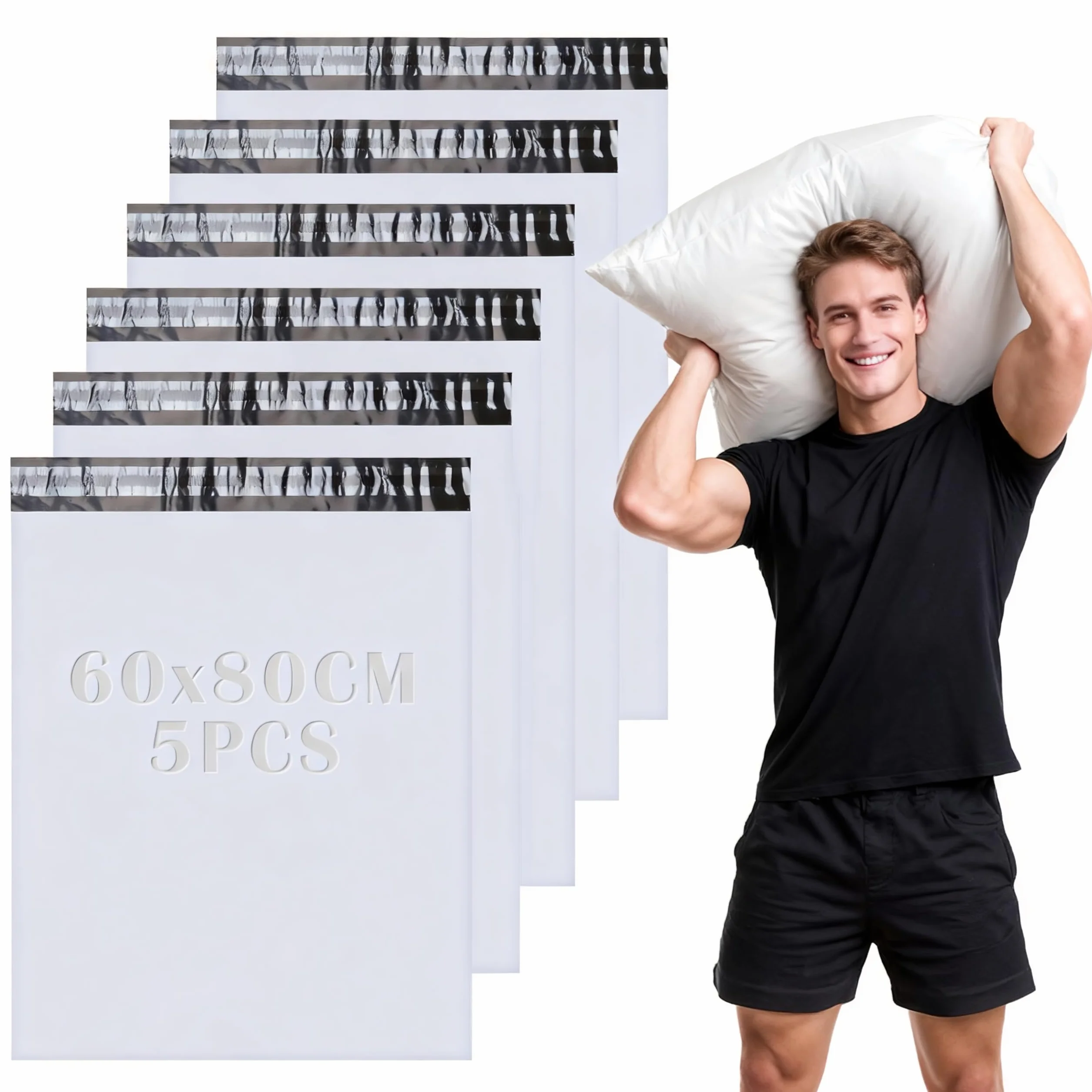 Bolsas para Envíos 80x60cm Sobres de Plástico Opacos Blancos 5PCS