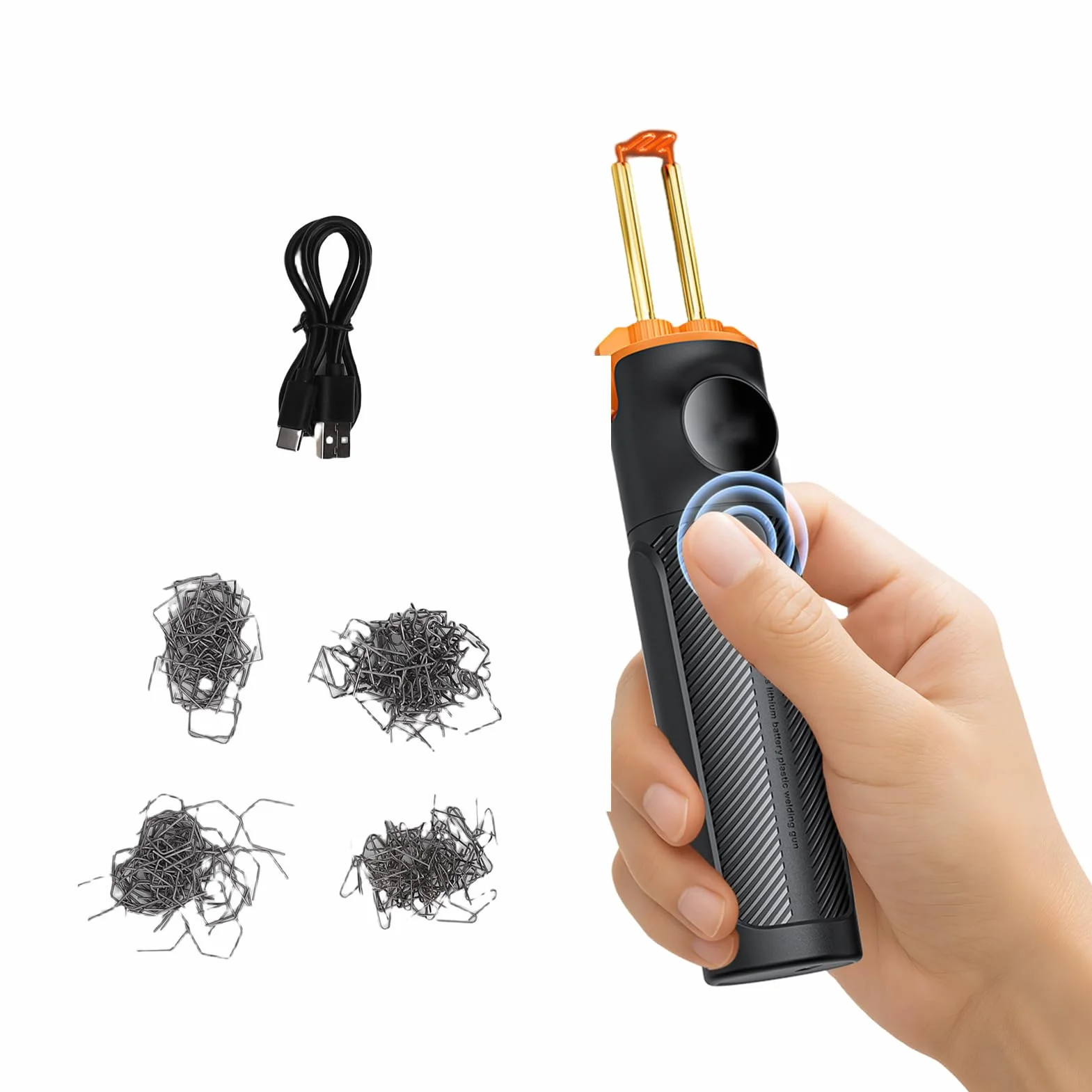 Goshyda Pistola de Soldar de Plástico Inalámbrica con Paquetes de Grapas, Batería Recargable y Puerto USB-C, Herramienta de Reparación de Plástico de Calentamiento Rápido para