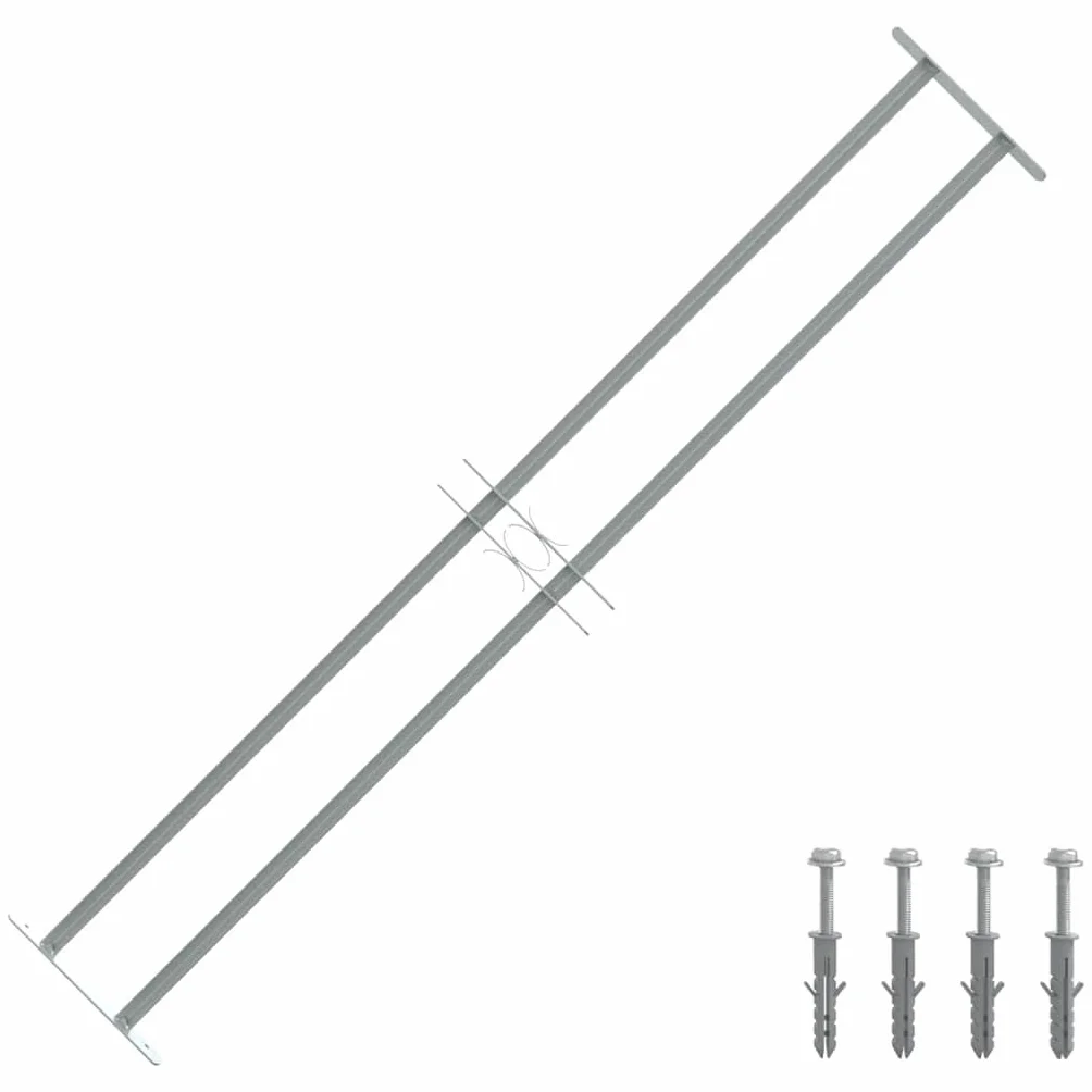 Reja de Seguridad Ajustable Ventana con 2 Barras 1000-1500 mm, Bricolaje Materiales de construcción Ventanas, Plateado, 4.8kg