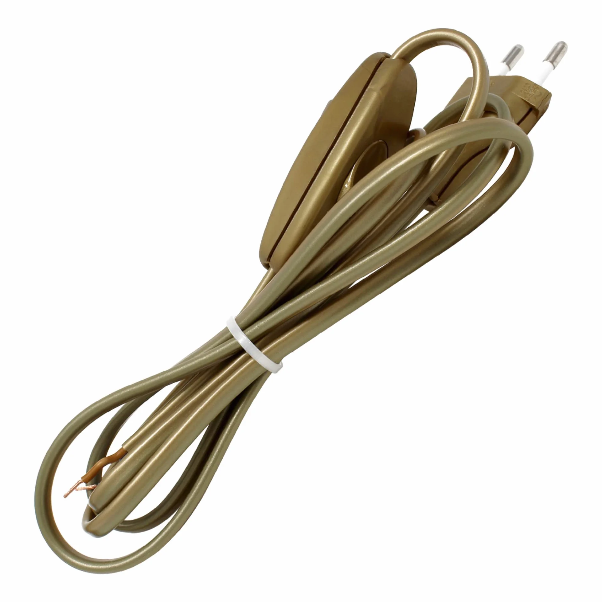 Enchufe con Cable 1.5m Interruptor en Cabezal Libre 50cm Oro 2 Pack