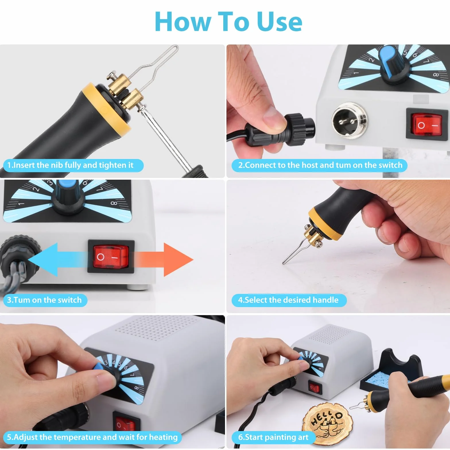 Kit Pirograbador de Madera 60W, 30 Puntas Reemplazables,Temperatura Ajustable de 100 °C a 800 °C,Pirografo para Madera para Principiantes y Aficionados a la Pirograbación