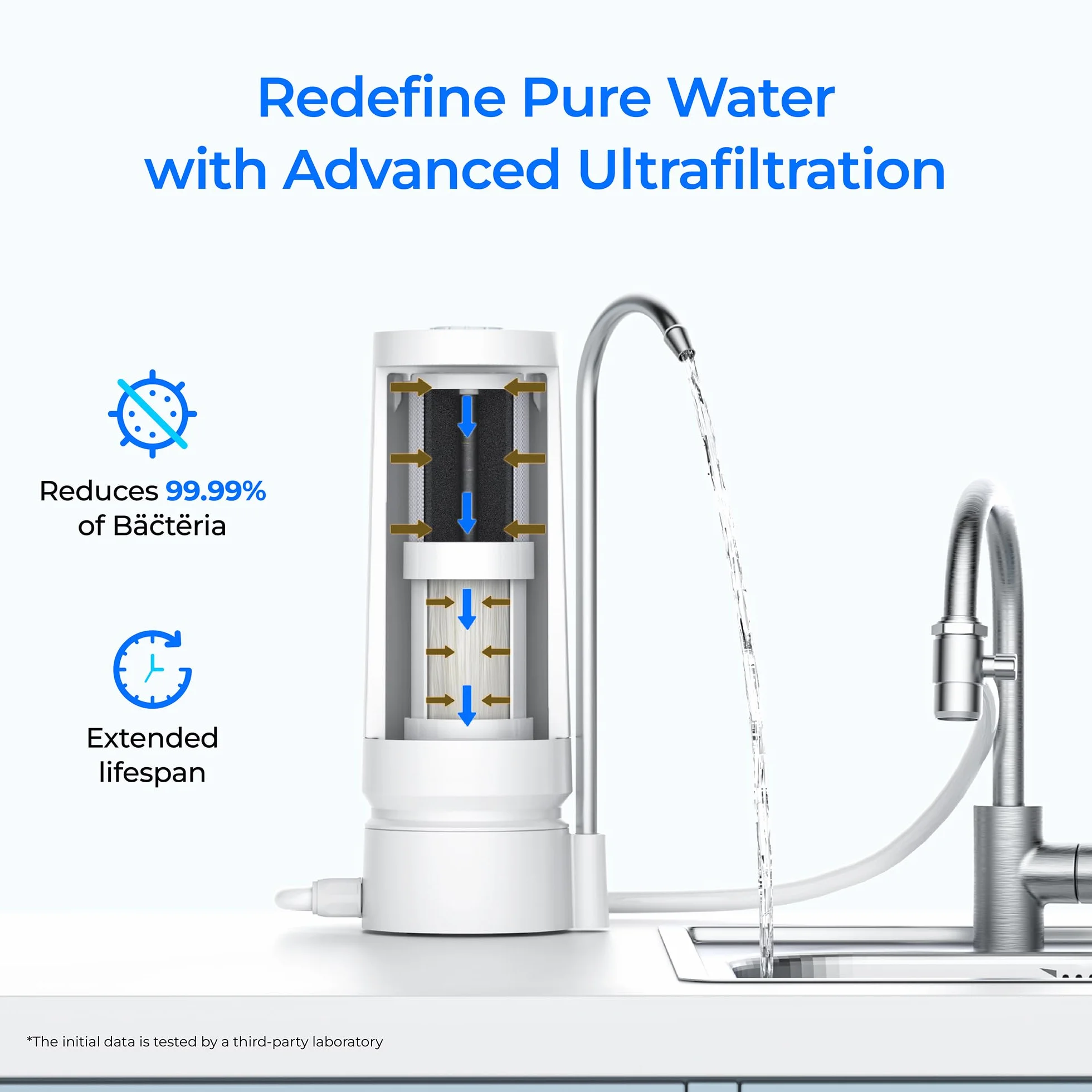 Waterdrop WD-CFF-04 Filtro de repuesto, sistema de grifo de ultra filtración, filtro de agua de encimera, vida útil de 4000 galones, filtros de agua de repuesto para fregadero, repuesto para