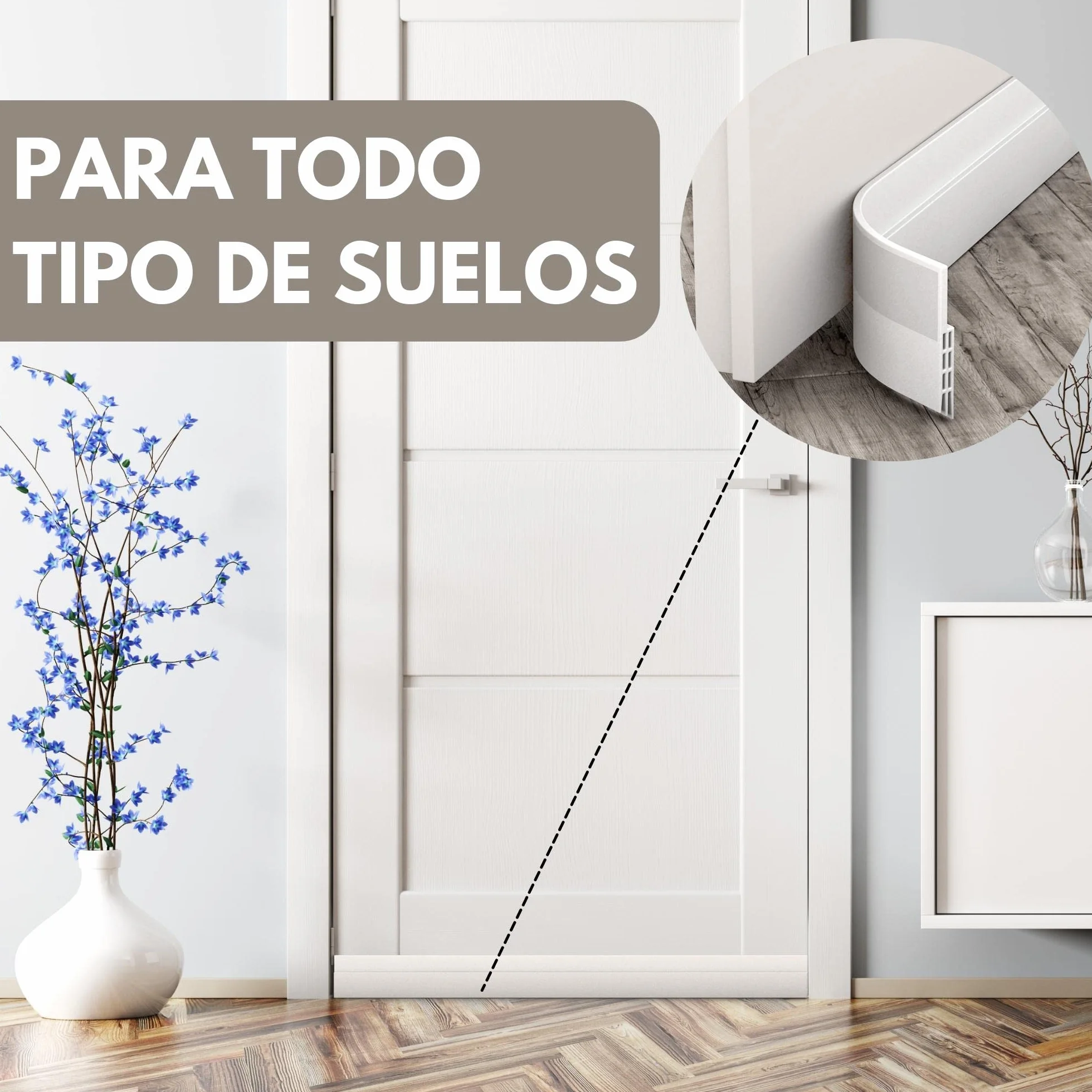 Vellure® Burlete puerta entrada contra corrientes de aire - NUEVO burlete puerta exterior autoadhesivo (rápido y sencillo) Insonorización, protección contra el frío y sellado (1x blanco)