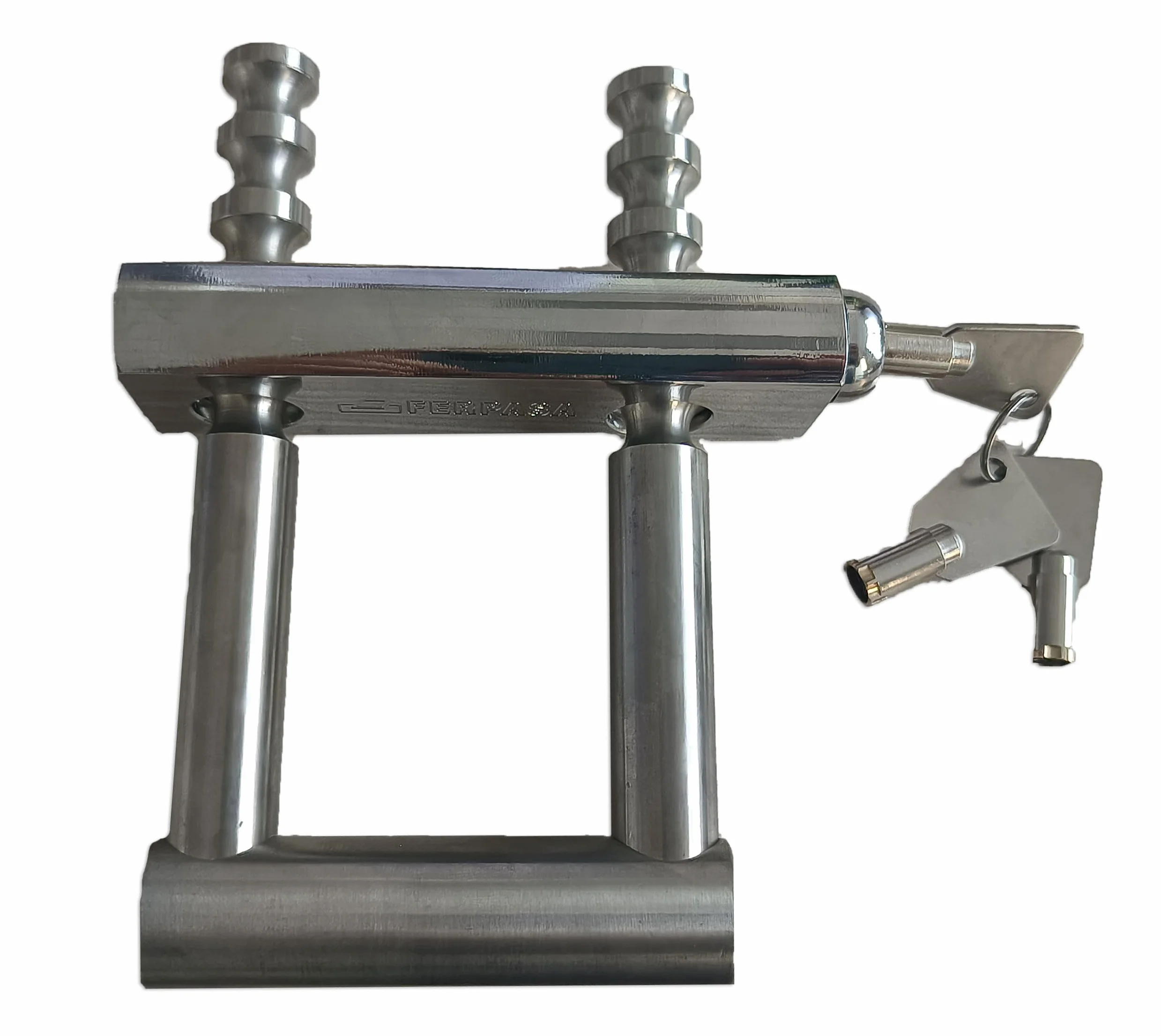 FERPASA® - Candado de Seguridad Extensible - Antirrobo para Verjas, Rejas, Cierres de Tijera, Cierres Extensibles, Cancelas, Puertas de Ballesta - Candado Grande Exterior de 5 posiciones (60-120 mm).