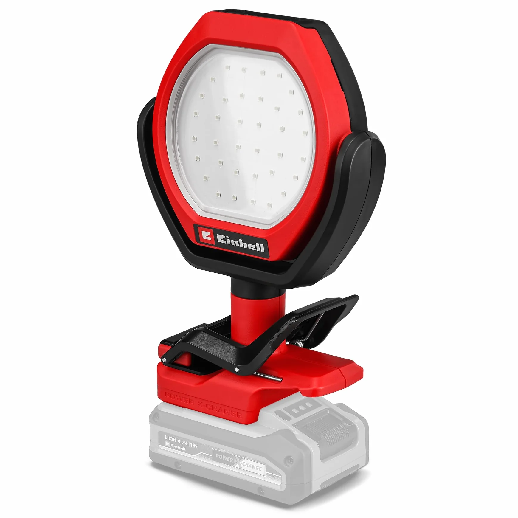 Lámpara de exterior con batería GC-OL 18/1500 Li-Solo Power X-Change de Einhell (18 V, 1500 lm, 7000 K, alcance de 4 m, cabezal pivotante y giratorio, 3 niveles de brillo, sin batería)