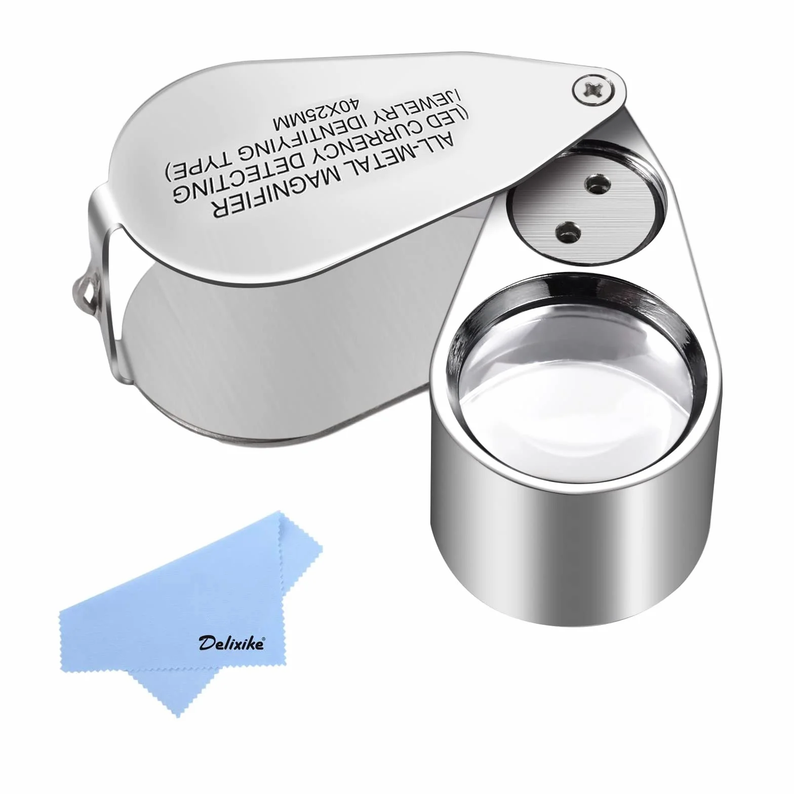 Lupa de joyería Plegable de Metal para joyería, con luz LED y Ultravioleta, Lupa para Diamantes, Joyas, Monedas, Sellos (detección de Moneda/identificación de Joyas), etc.