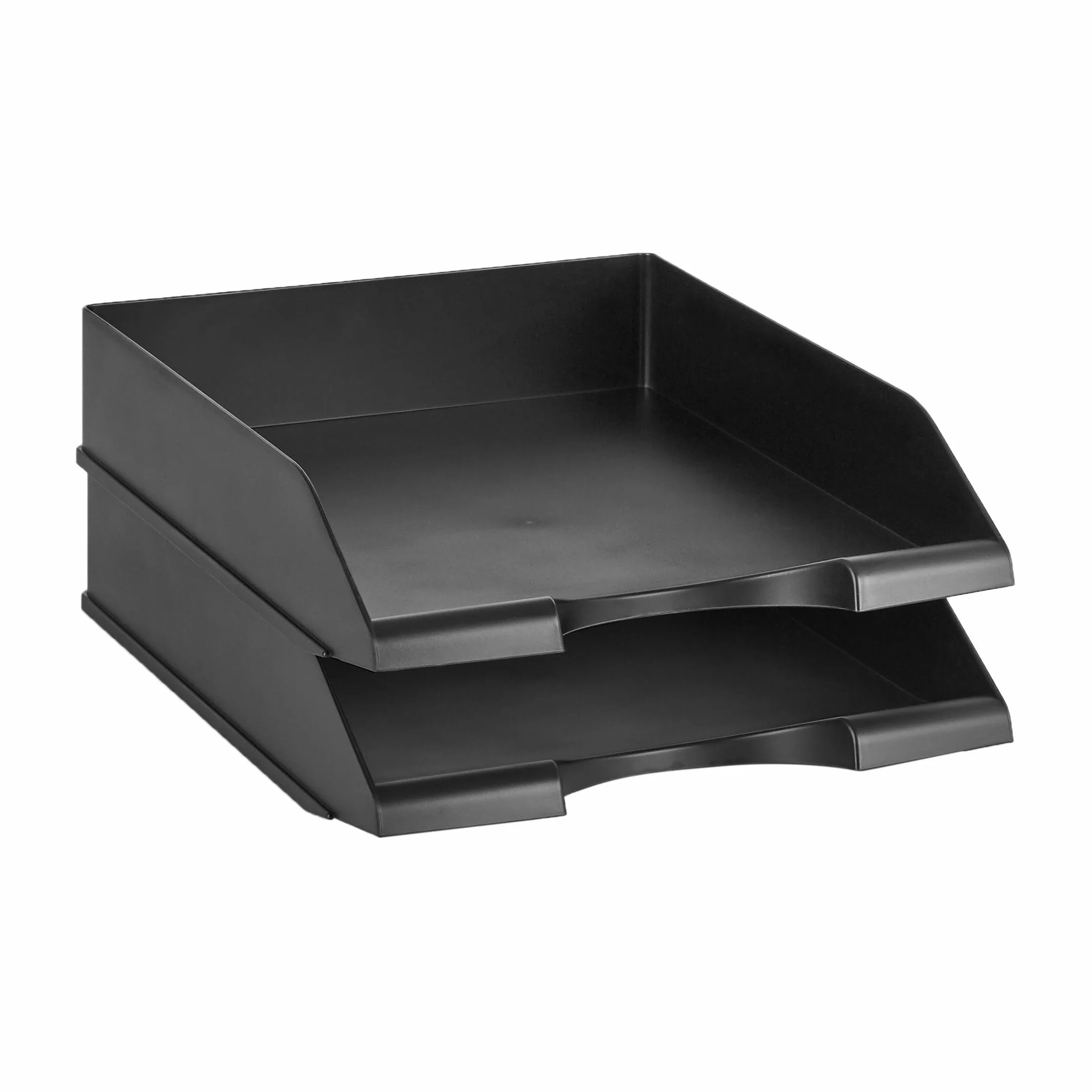 Amazon Basics Rectangular Organizador de cartas apilable, bandeja de escritorio, paquete de 2, Tamaño carta, negro