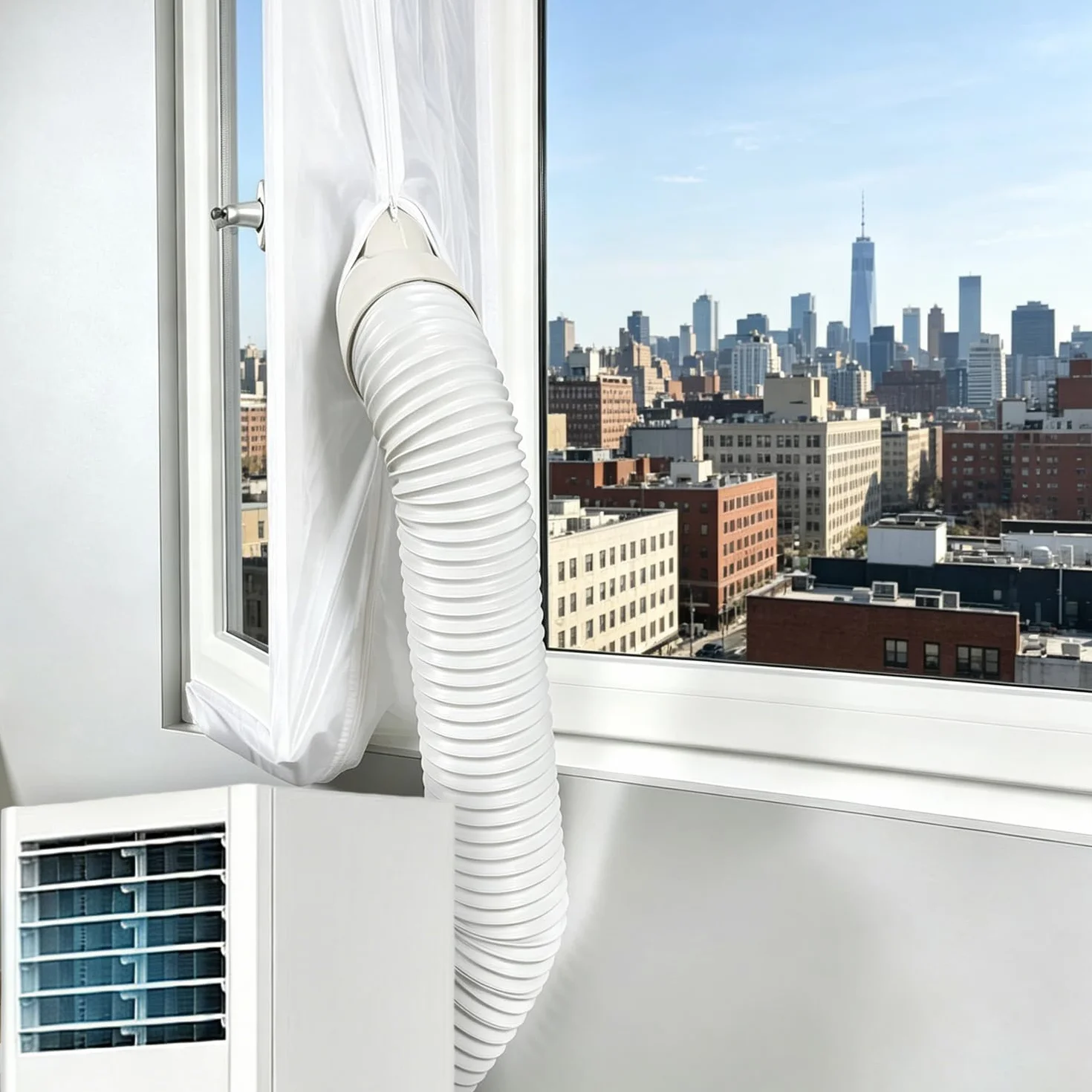 400CM Kit de Calafateo para Aire Acondicionado, Sello de Ventana Universal, Kit de Ventana Portátil para Aire Acondicionado y Secadora de Muebles | Kit de sellado de ventilación de ventana para secadora de aire acondicionado portátil, con cremallera y cie