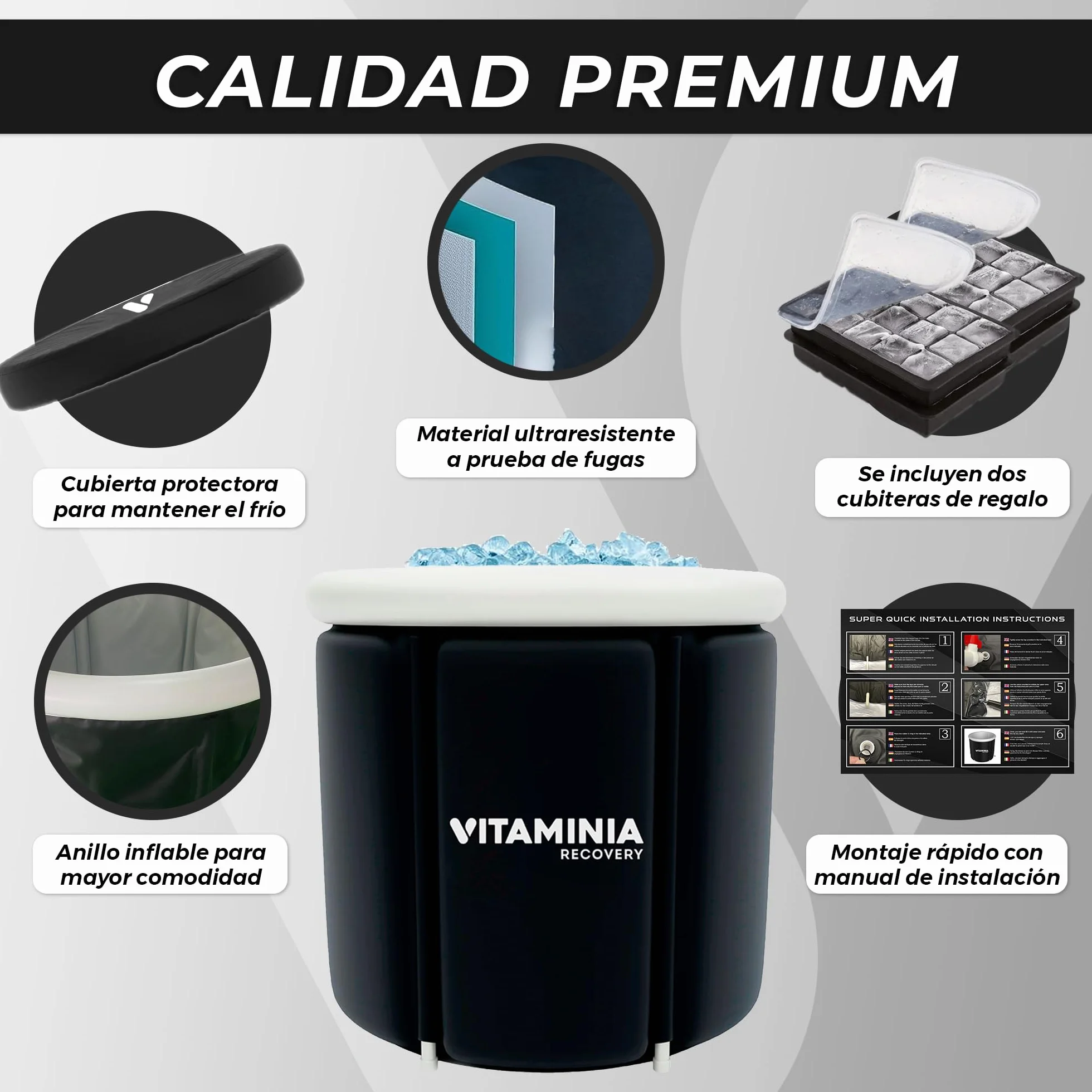 Bañera Hielo Plegable para Deportistas - Ice Bath - Recuperación muscular - Refuerza el Sistema Inmunológico