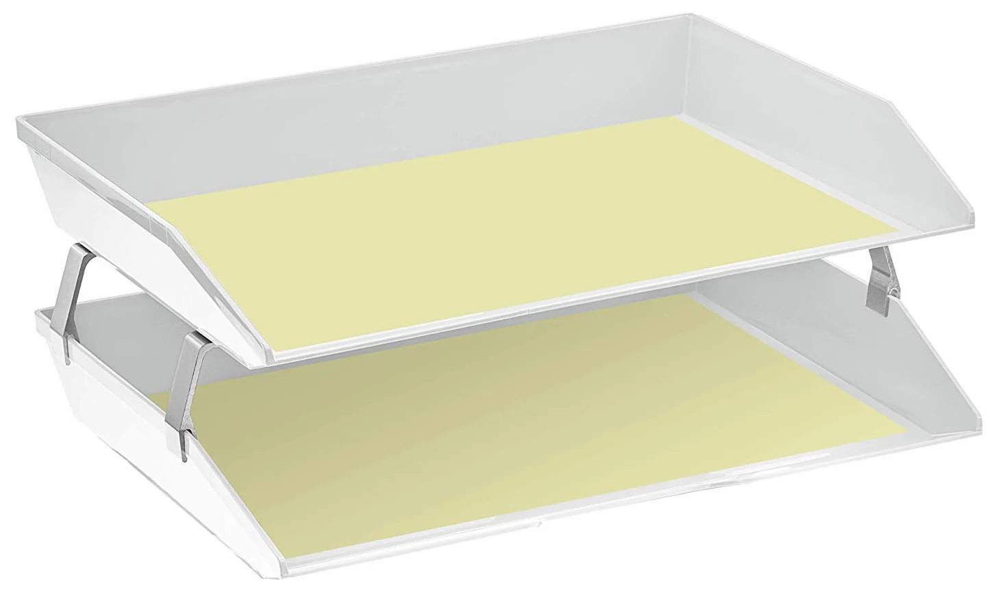 Acrimet Bandeja de 2 Niveles para Cartas Carga Lateral A4, Organizador de Archivos de Escritorio, Plástico Blanco