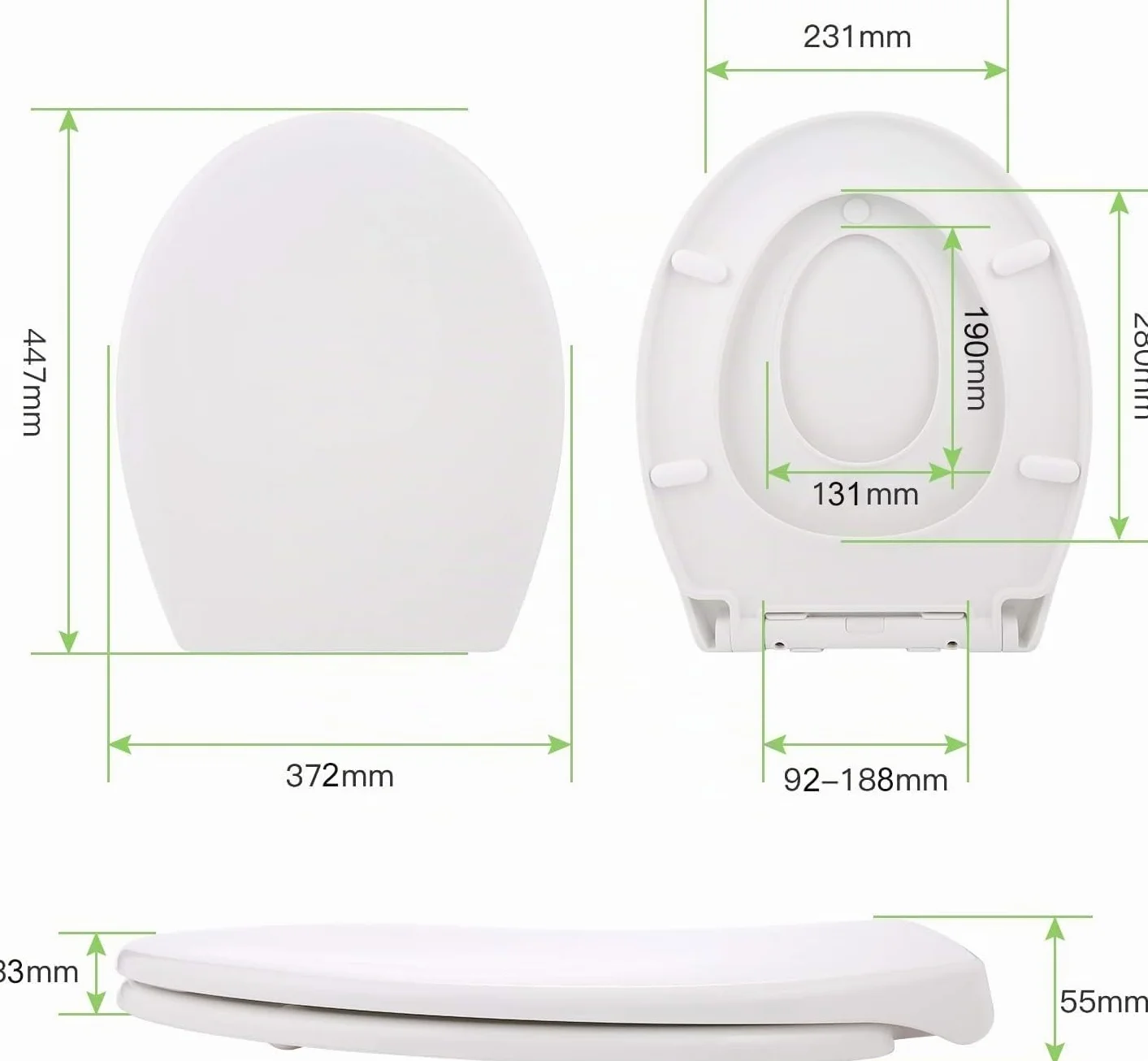 Himimi Asiento de Inodoro para Familia, Tapa WC Universal para Familia 2 en 1, Tapas de Water Cierre Suave Lento, adultos y niños en forma ovalada y rápida de instalar (447 x 371 x 55 mm)
