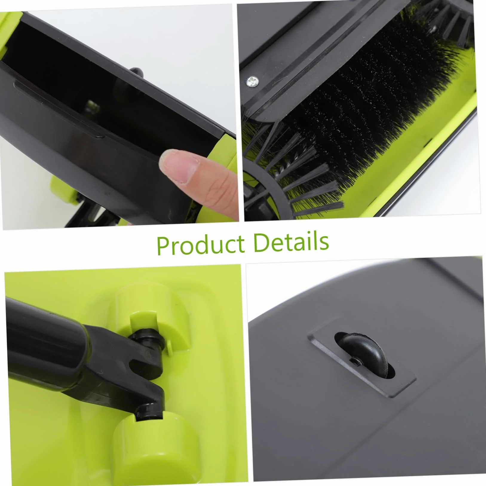 Ciieeo Barredora de Mano Hogar para Limpieza de Pisos Duros y Escoba de Empuje 360° Ajustable Abs y Acero Inoxidable sin Electricidad Recogedor Cubo Cerrado Verde