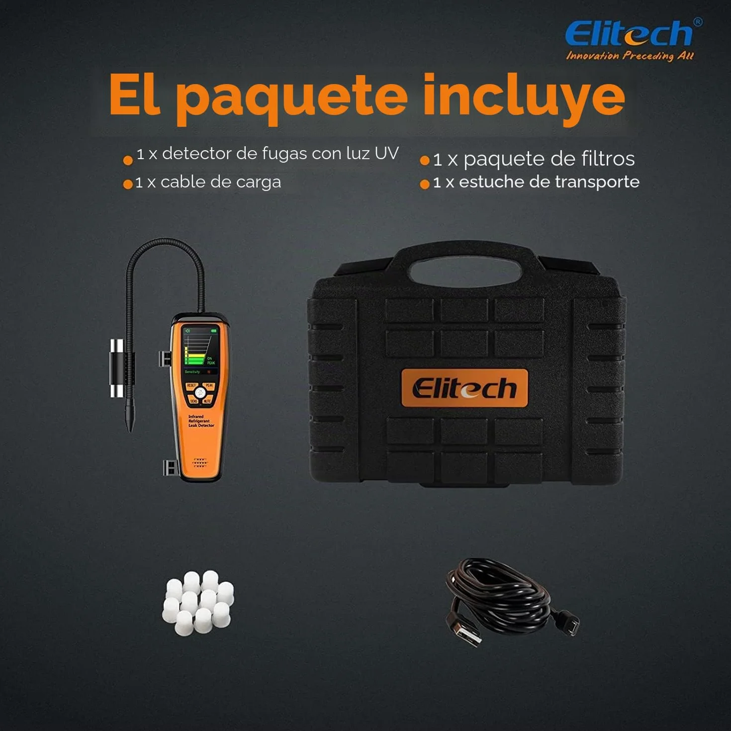 Elitech ILD-200 Pro Detector de Fugas Infrarrojo, Detector Profesional de Gas Refrigerante para R134a/R1234yf/R454B/R600a, para Aire Acondicionado, Neveras y Sistemas HVAC