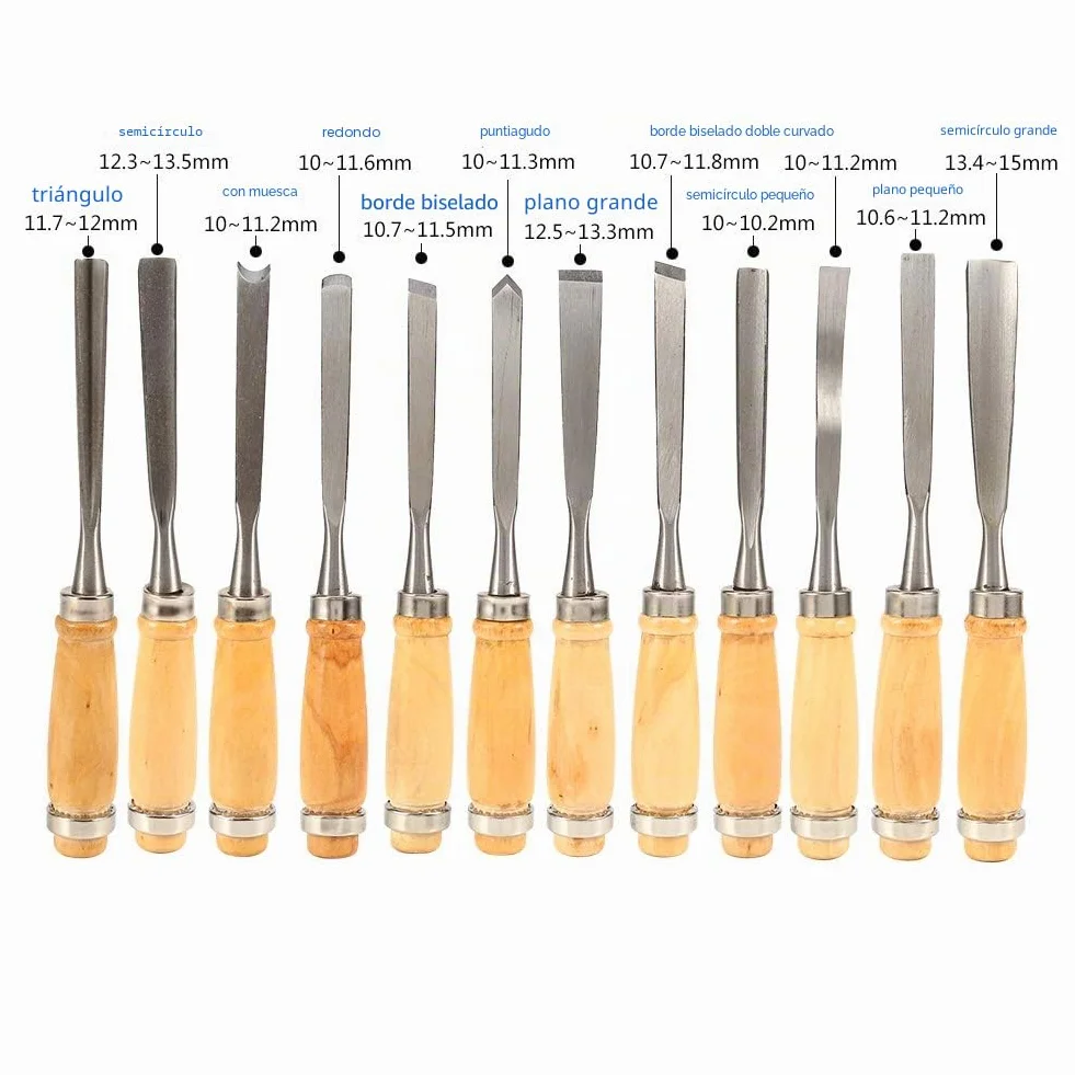 Juego de Cinceles para Madera, 12 Piezas, Cuchillo para Tallar Madera Profesional