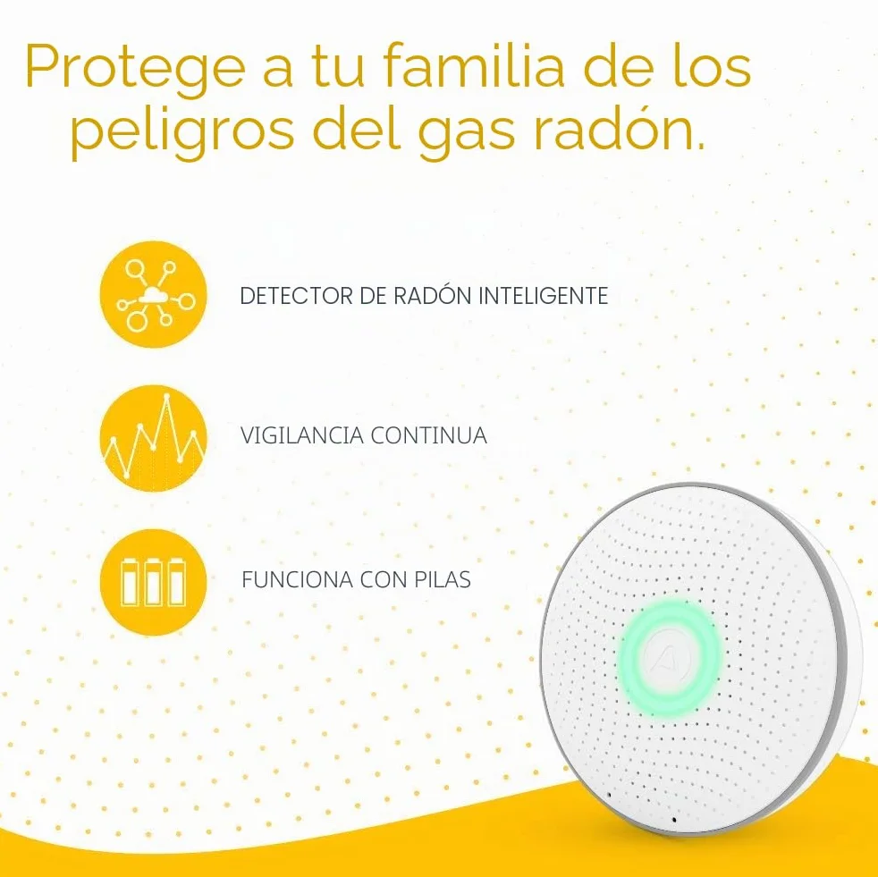Airthings 2950 Wave Radon Detector Inteligente de Gas Radón con Monitor de Humedad y Temperatura, Preciso, Intuitivo e Inalámbrico, New Version
