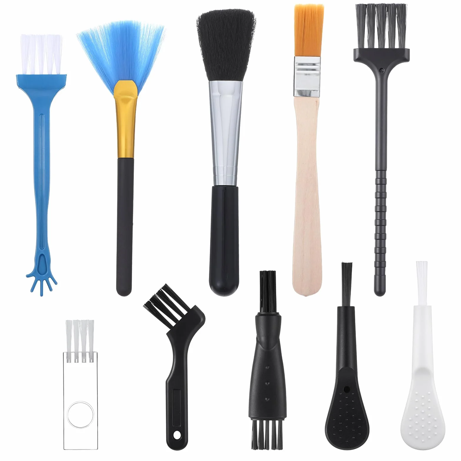 Bewudy Juego de 10 cepillos antiestáticos, juego de cepillos de limpieza, juego de limpieza de nylon para computadora, cepillo portátil para teclado, cepillo de limpieza para computadora para teclado