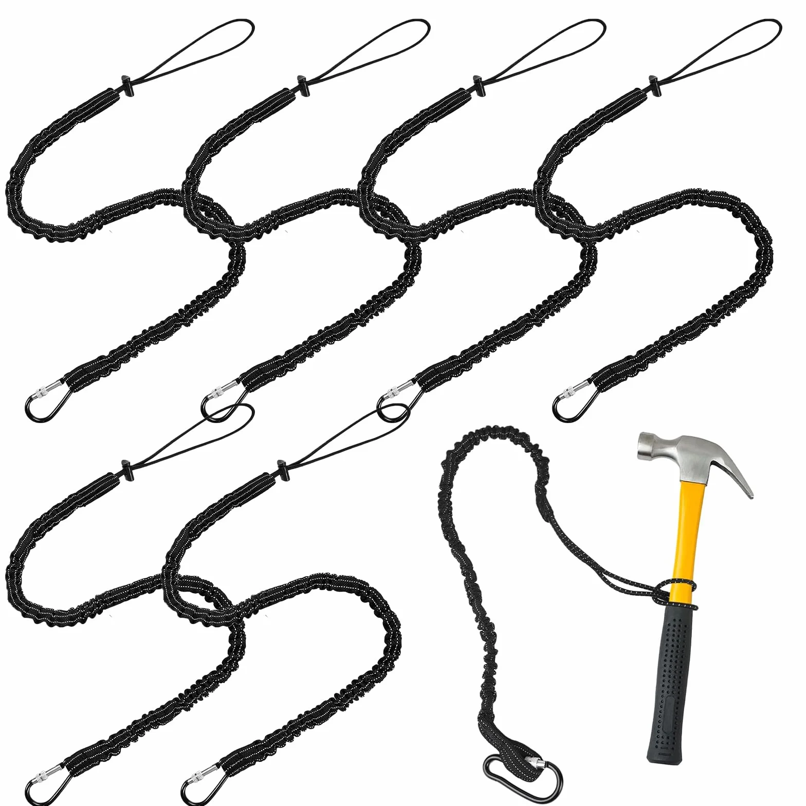 Herramientas de seguridad con mosquetón, cuerda extensible para altura